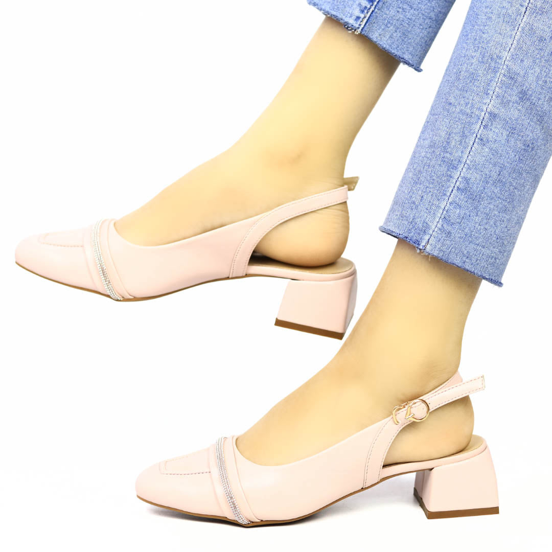 T - Pink SlingBack Block heel- 810297