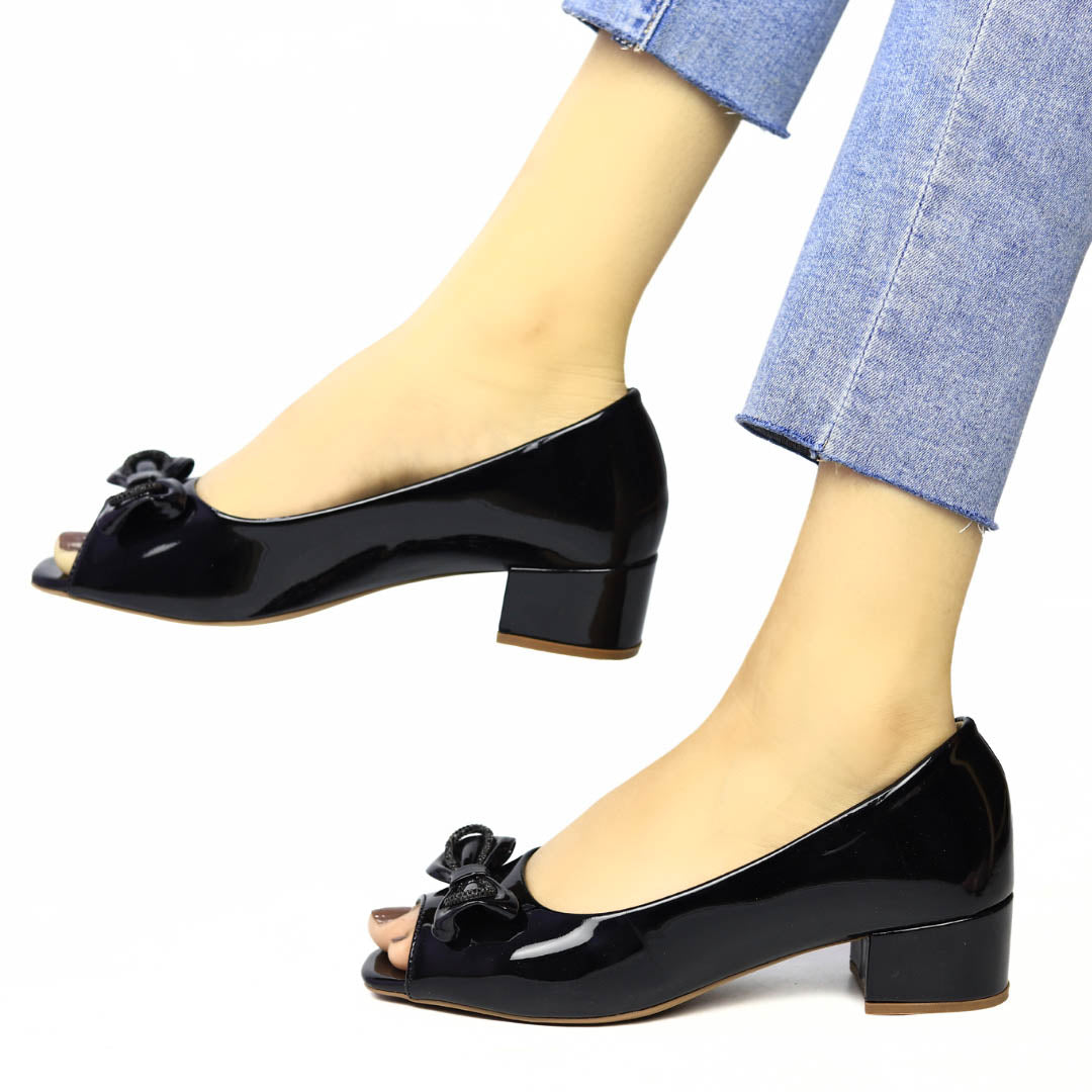 Black Peep Toe Heels- 810718