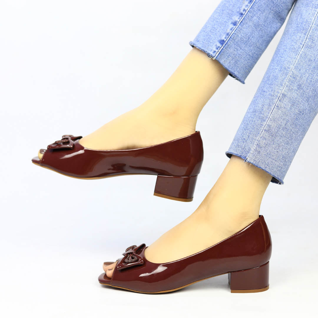 Maroon Peep Toe Heels- 810718