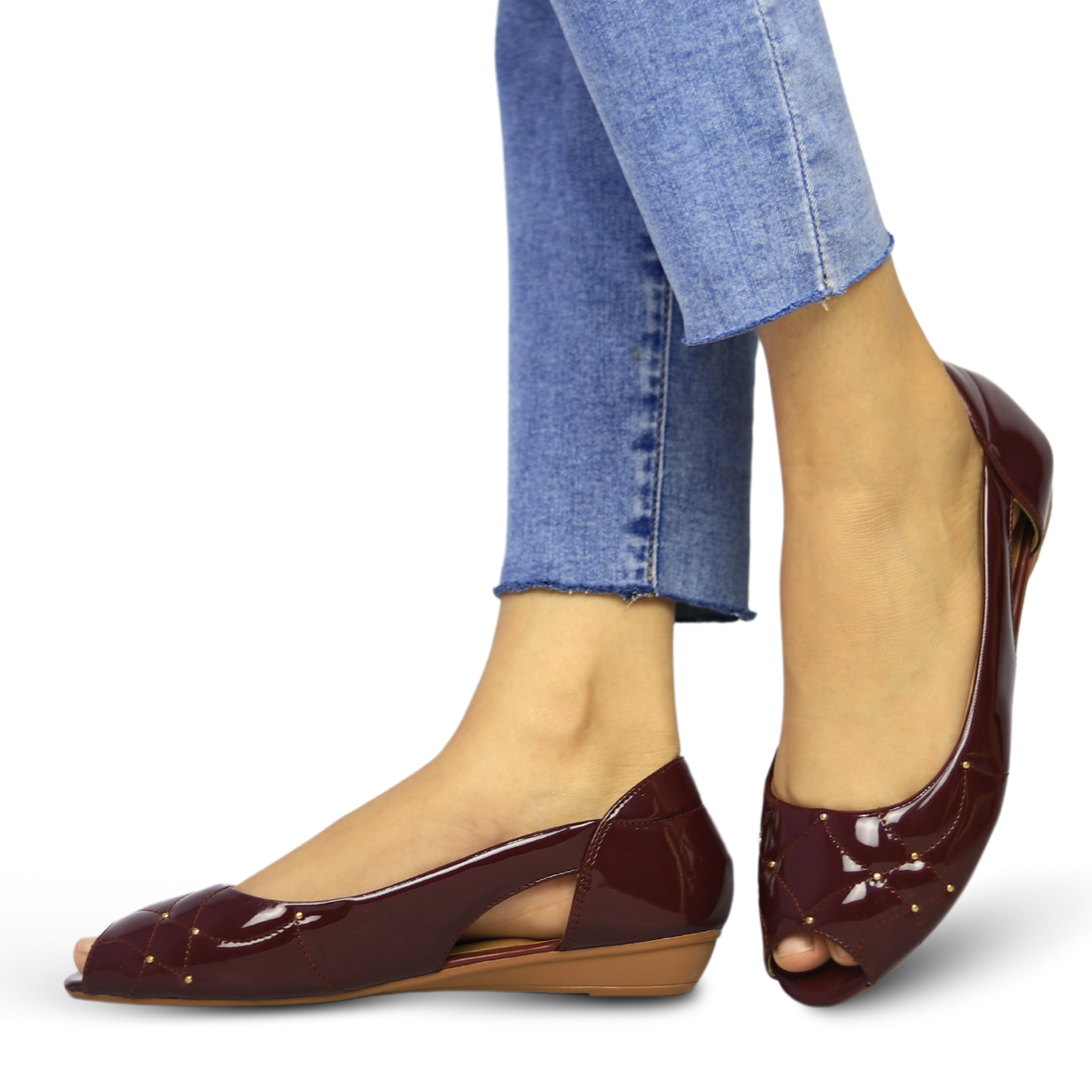 Maroon Ballet Flats - Women Pumps / 8007155