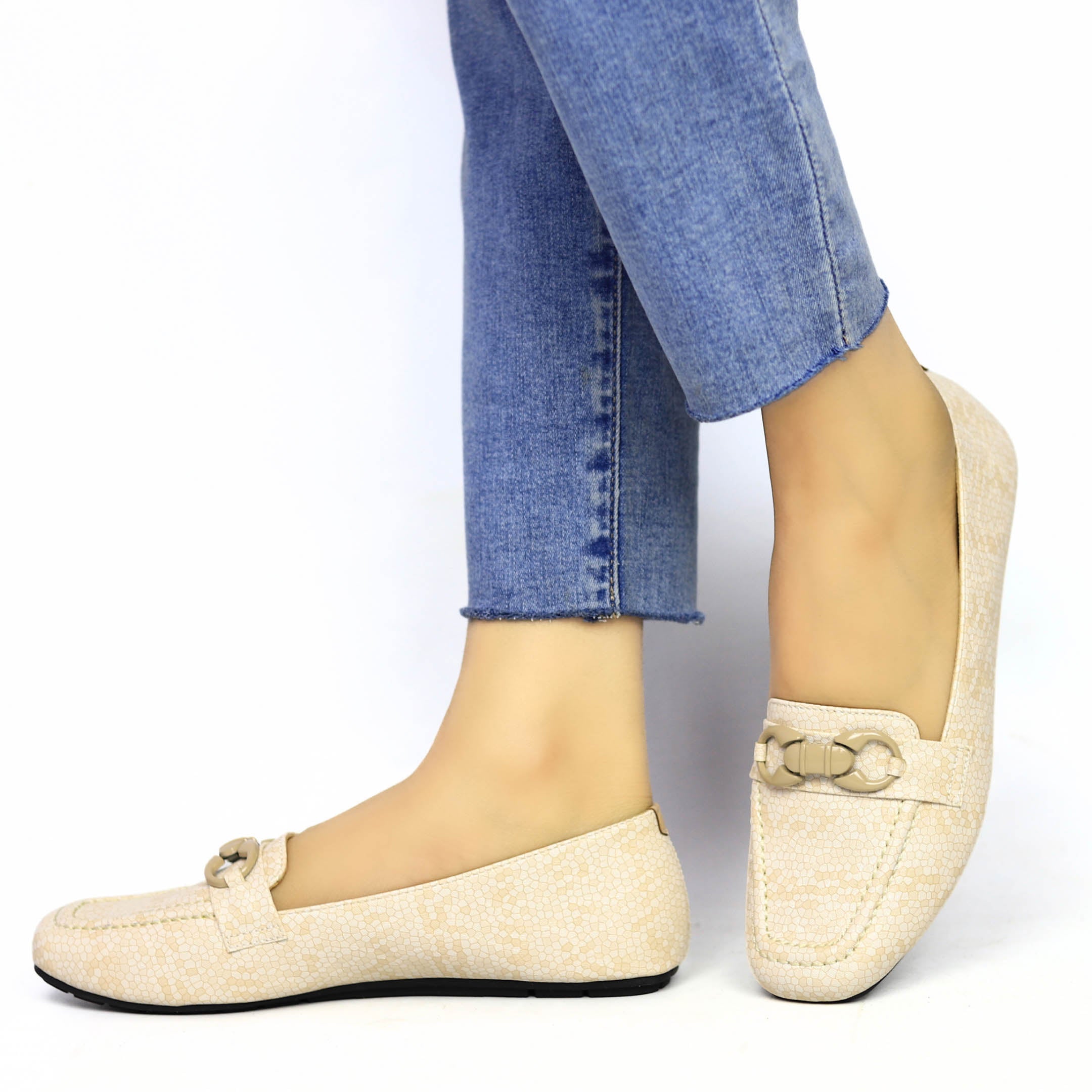 Beige loafers Snake Pattern - 8004326