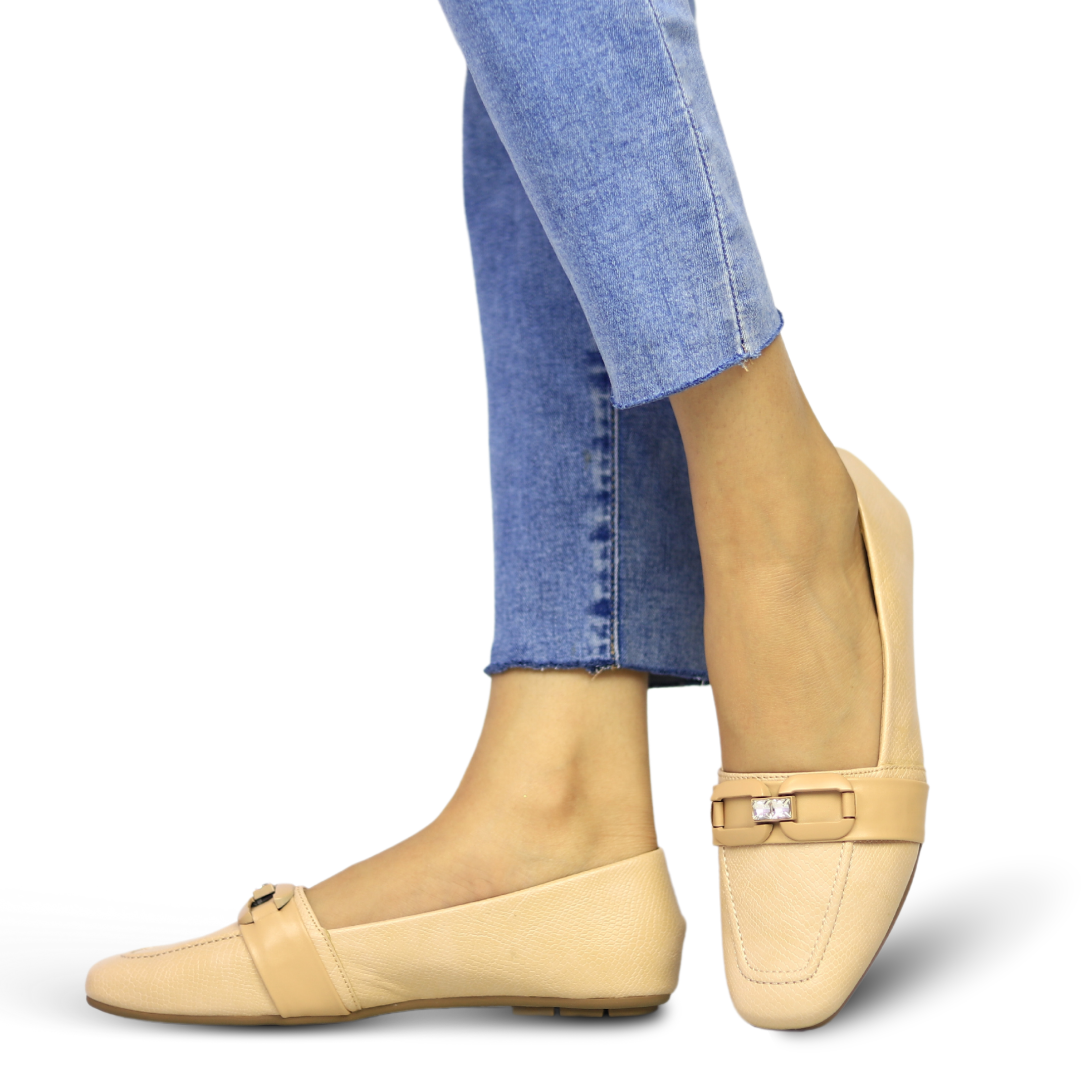 Women Comfort Moccasins- Beige Loafers / 8006279