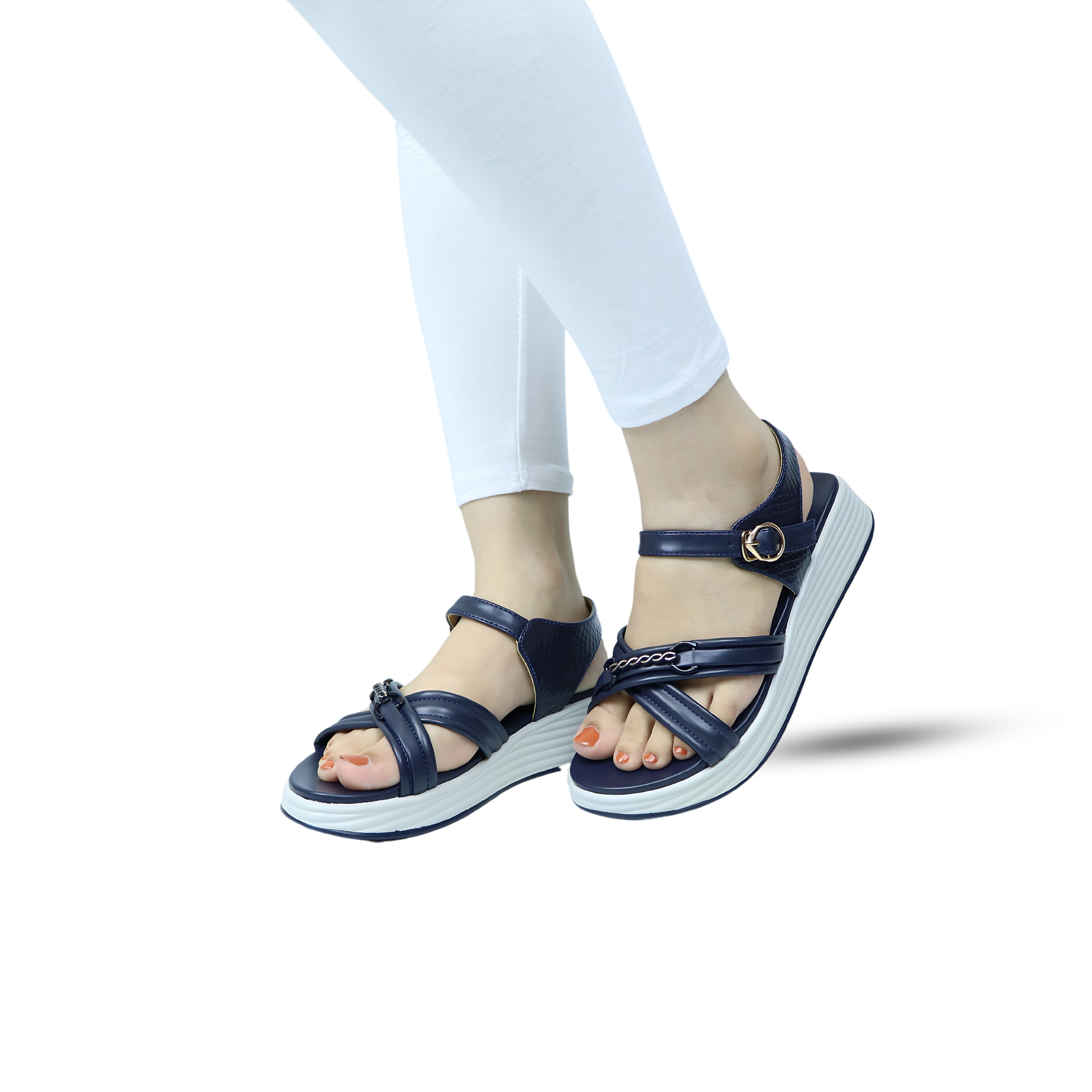 Ladies Platfrom Wedge Sandals / 8002208 Navy