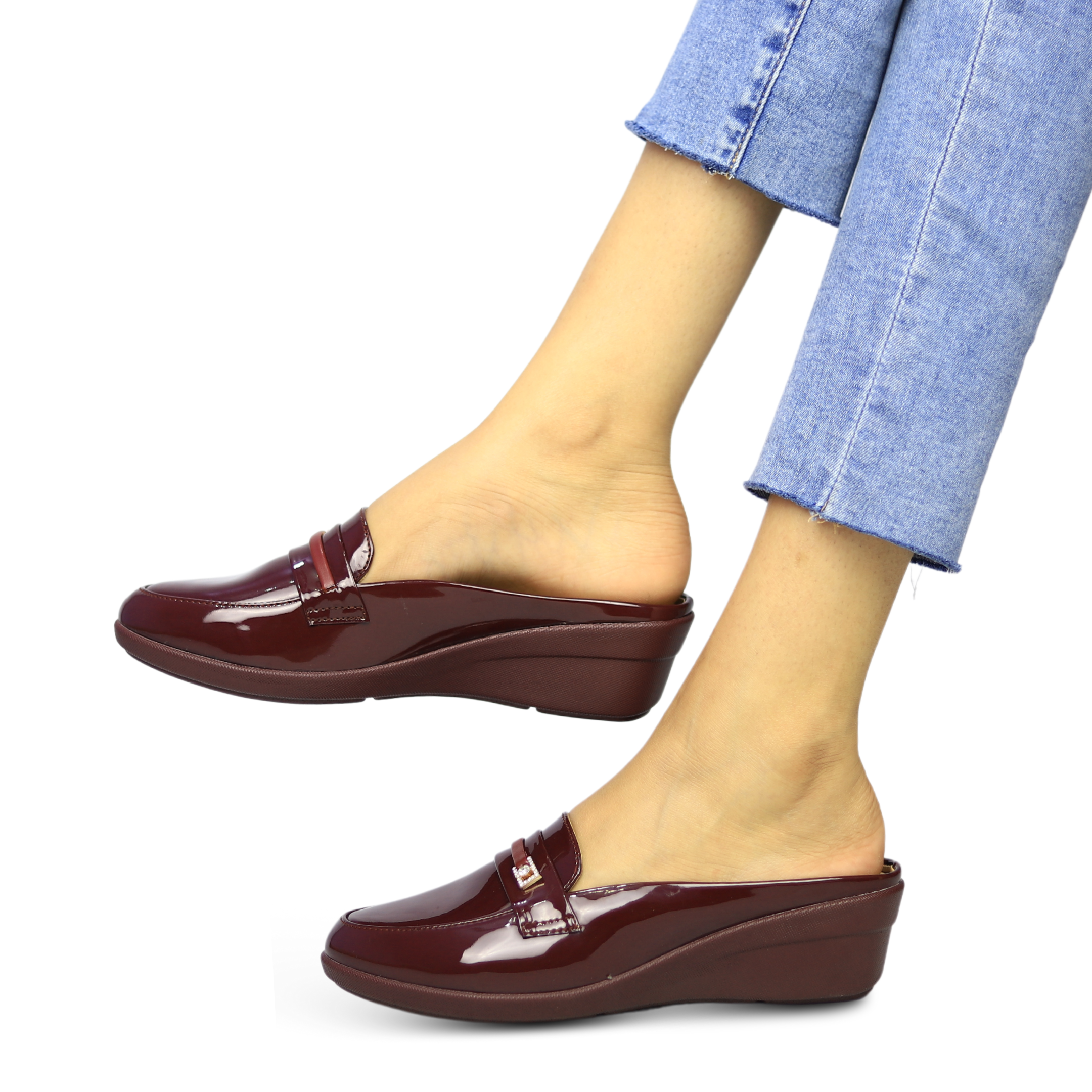 Maroon Back Open Women Shoes / 8007190