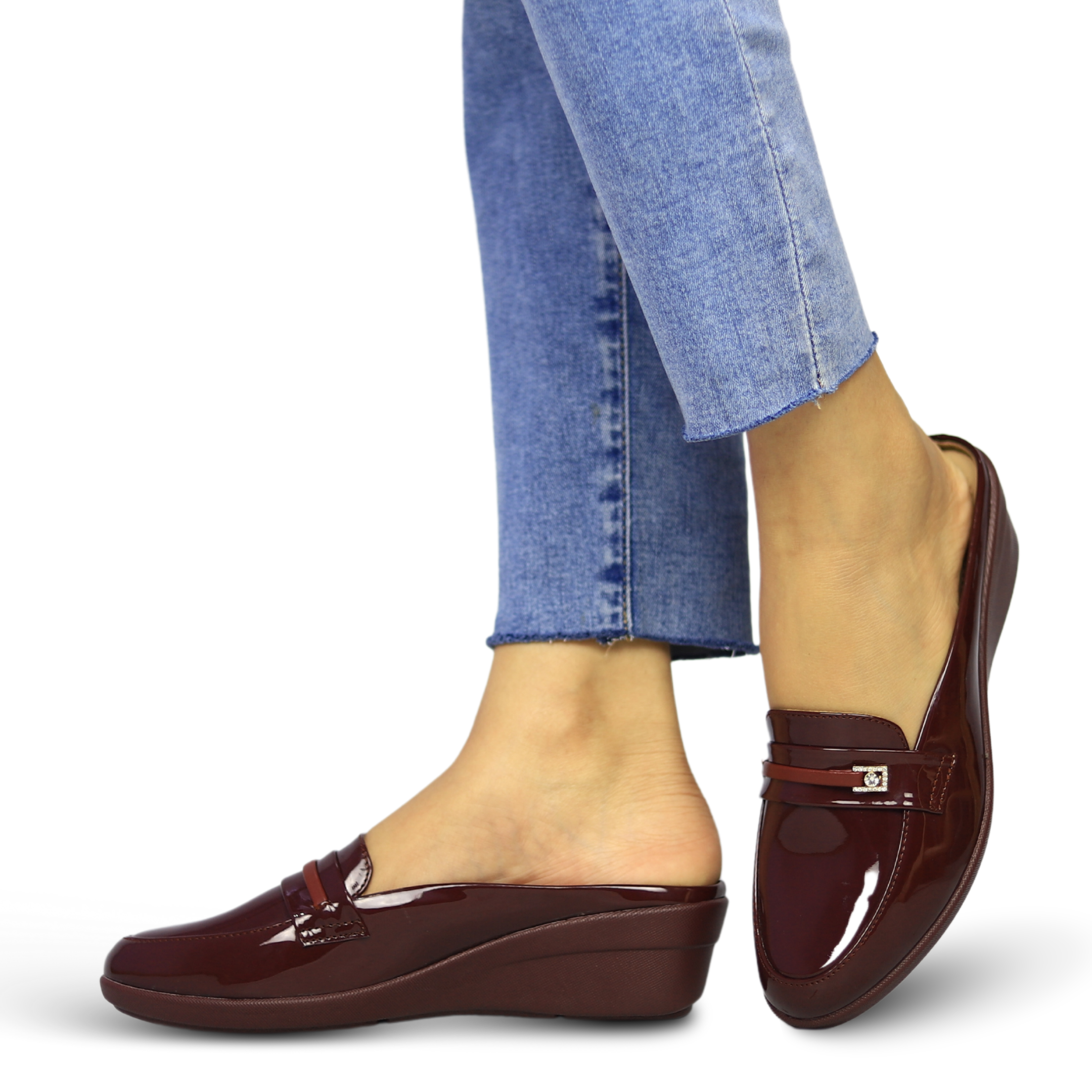 Maroon Back Open Women Shoes / 8007190