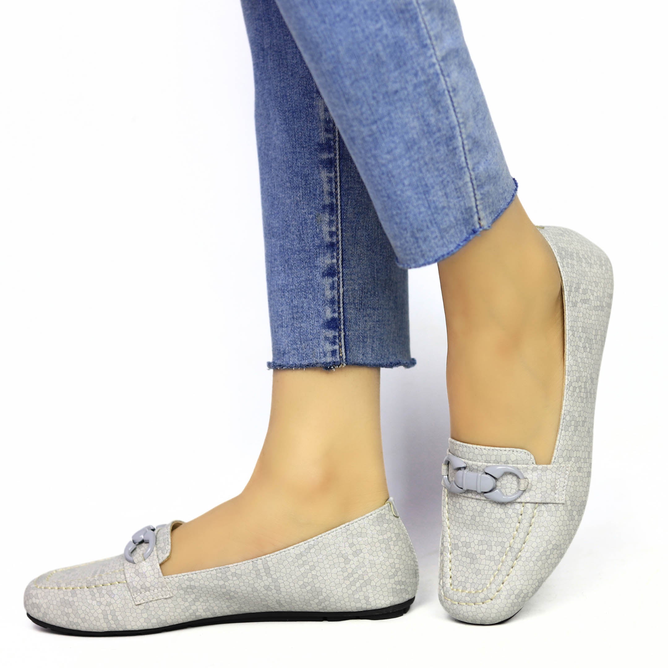 Grey loafers Snake Pattern - 8004326