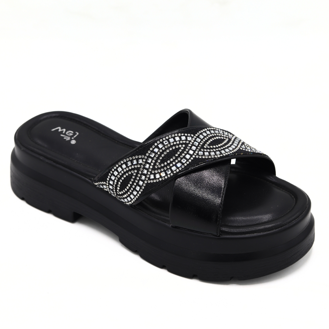 Black Criss Cross Slipper-8003303