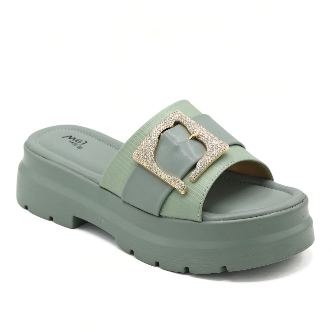 Women Chunky Sole Mint Slide Sandals - 8003402