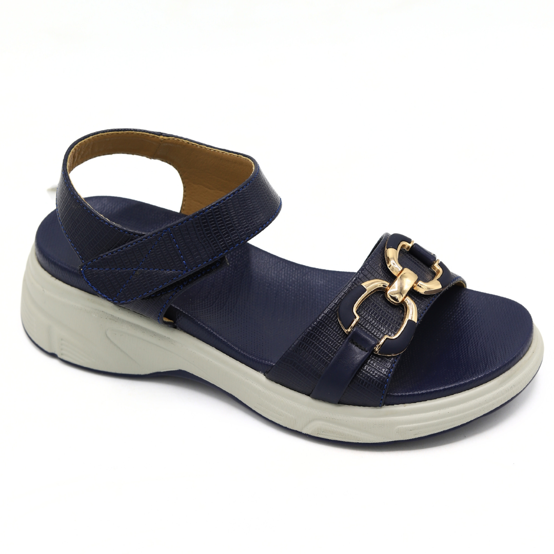 Navy Blue Wedge Sandals - 8002299