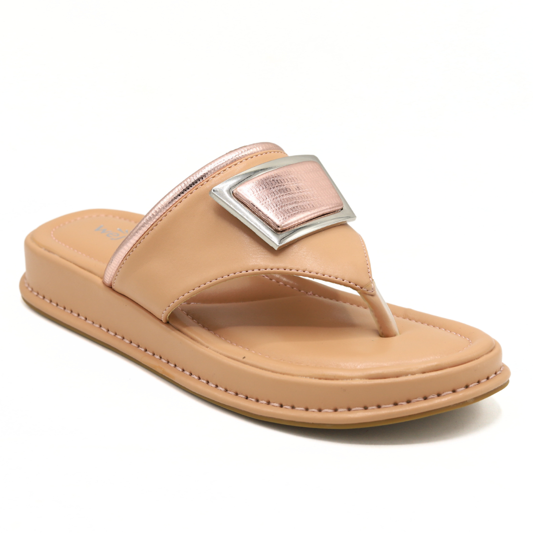 Peach Leather Formal Flip-Flops - 800166