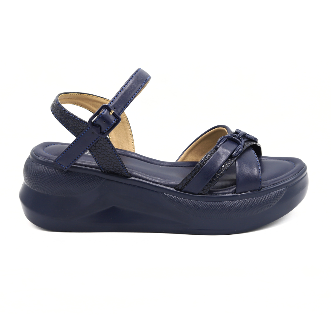 Navy Blue Comfort Wedge Sandals-8002219