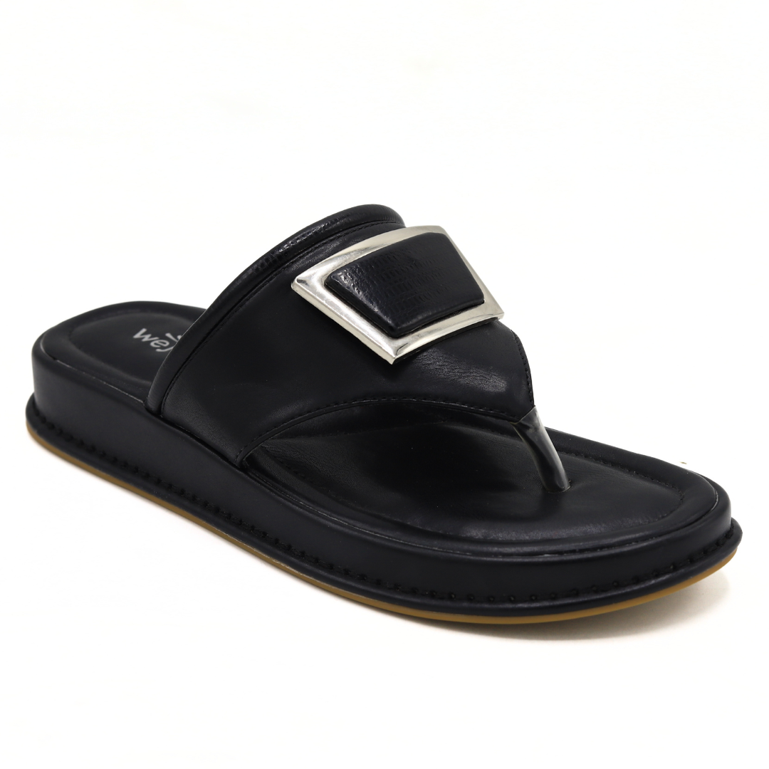 Black Leather Formal Flip-Flops - 800166