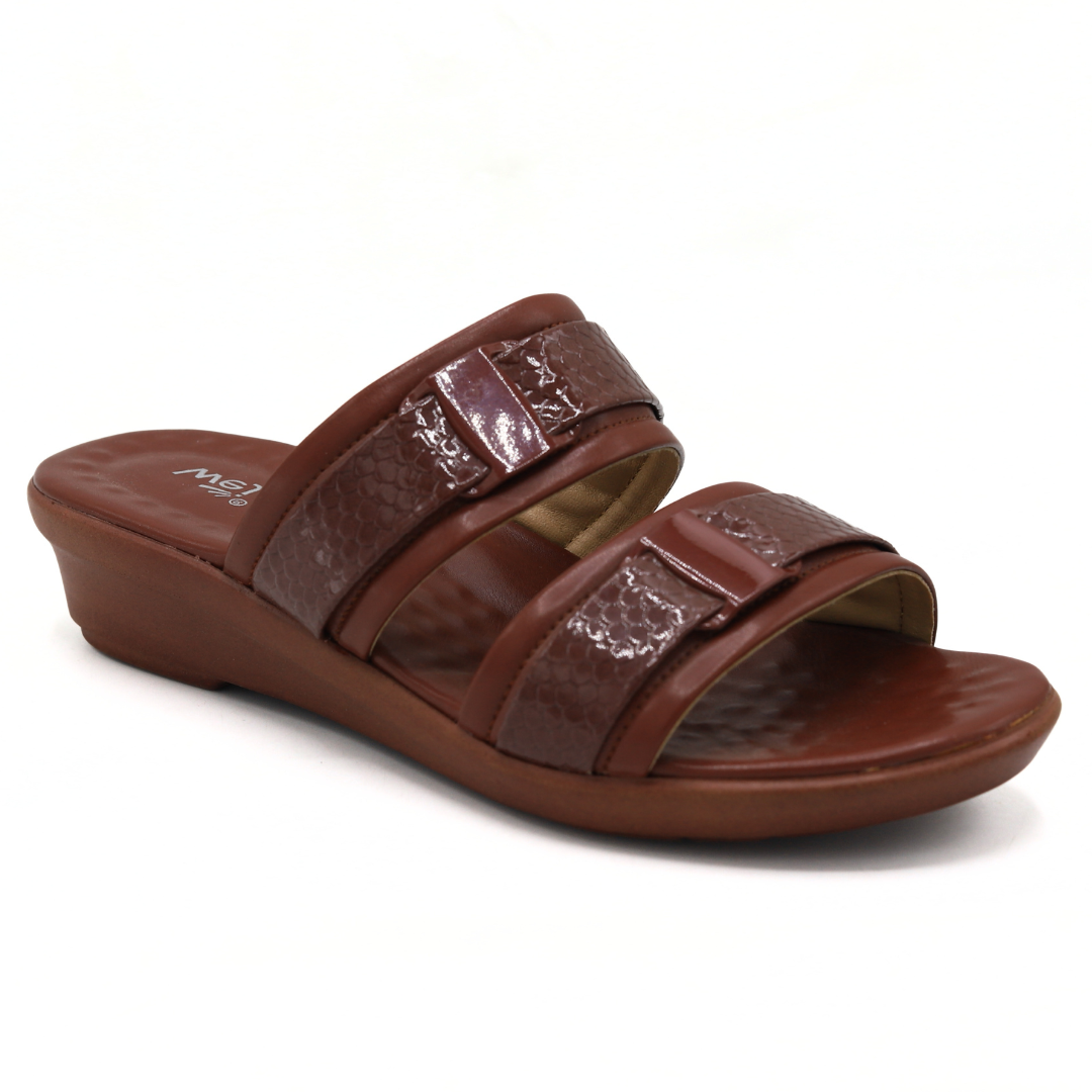 Maroon Dual-Strap Slides for Women - 8003300