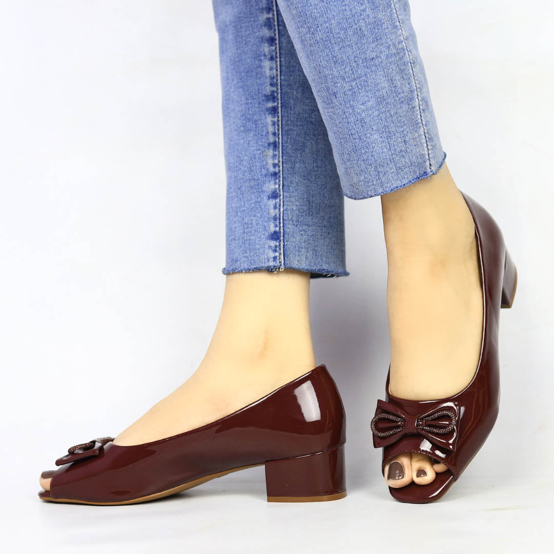 Maroon Peep Toe Heels- 810718