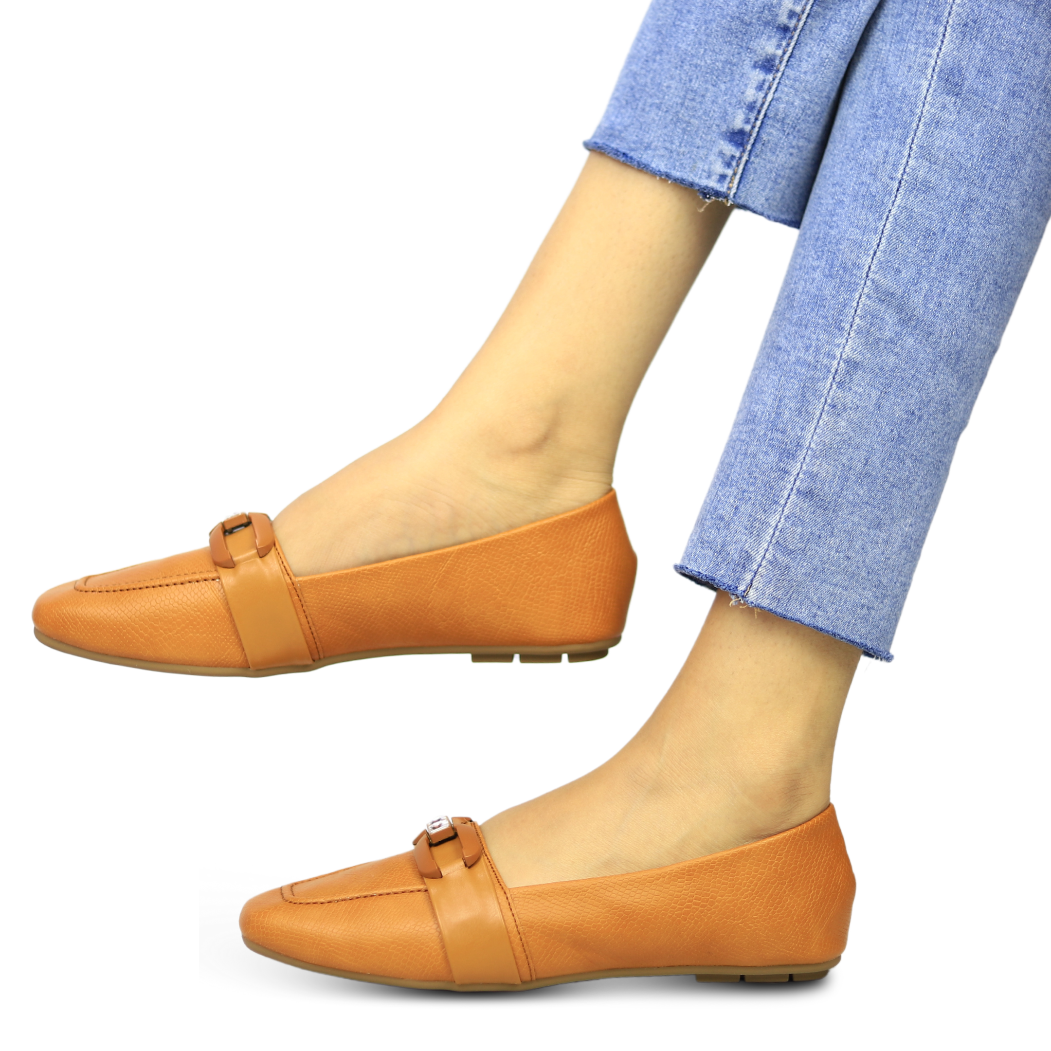 Women Comfort Moccasins- Tan Loafers Pumps / 8006279