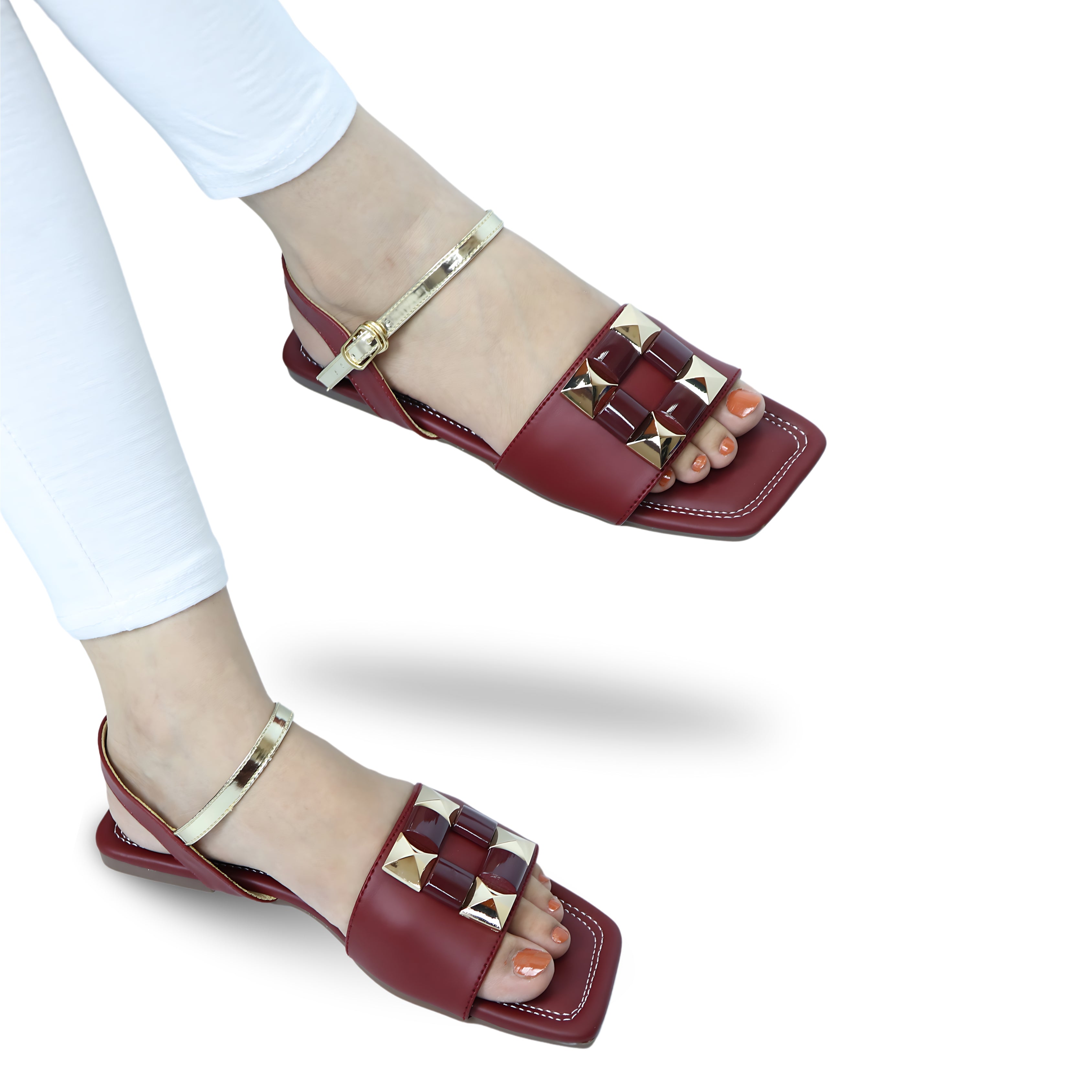 "Elegant Flats Ladies Sandals." 7002331 Maroon