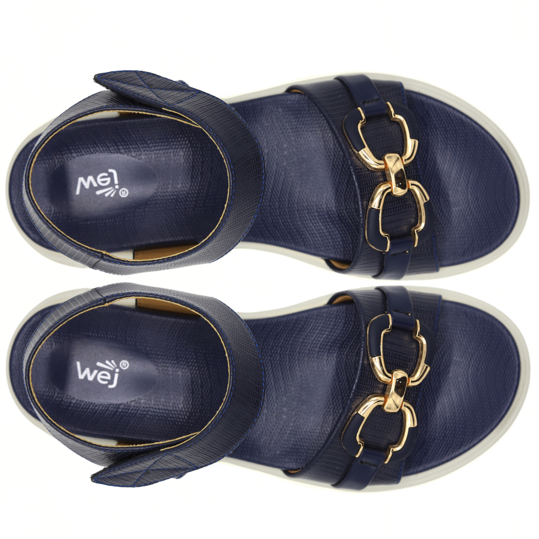 Navy Blue Wedge Sandals - 8002299