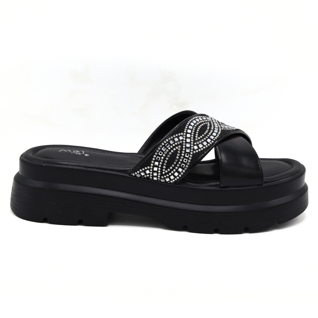 Black Criss Cross Slipper-8003303