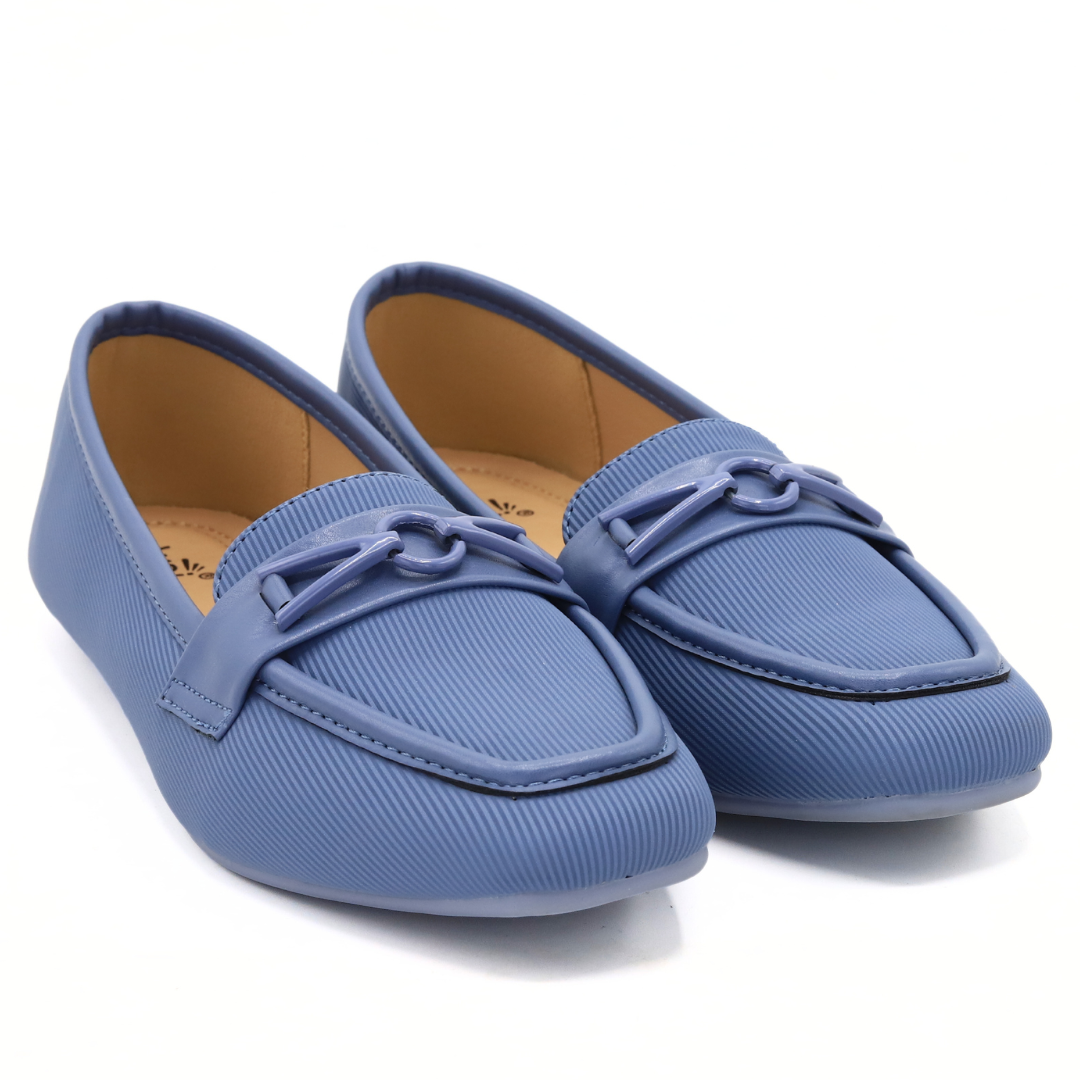 Blue Loafers with Metallic Buckle - 8006275