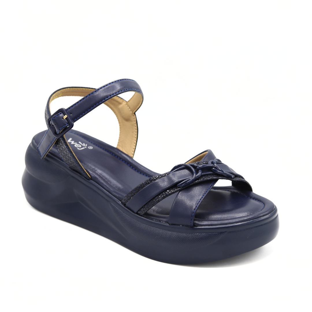 Navy Blue Comfort Wedge Sandals-8002219