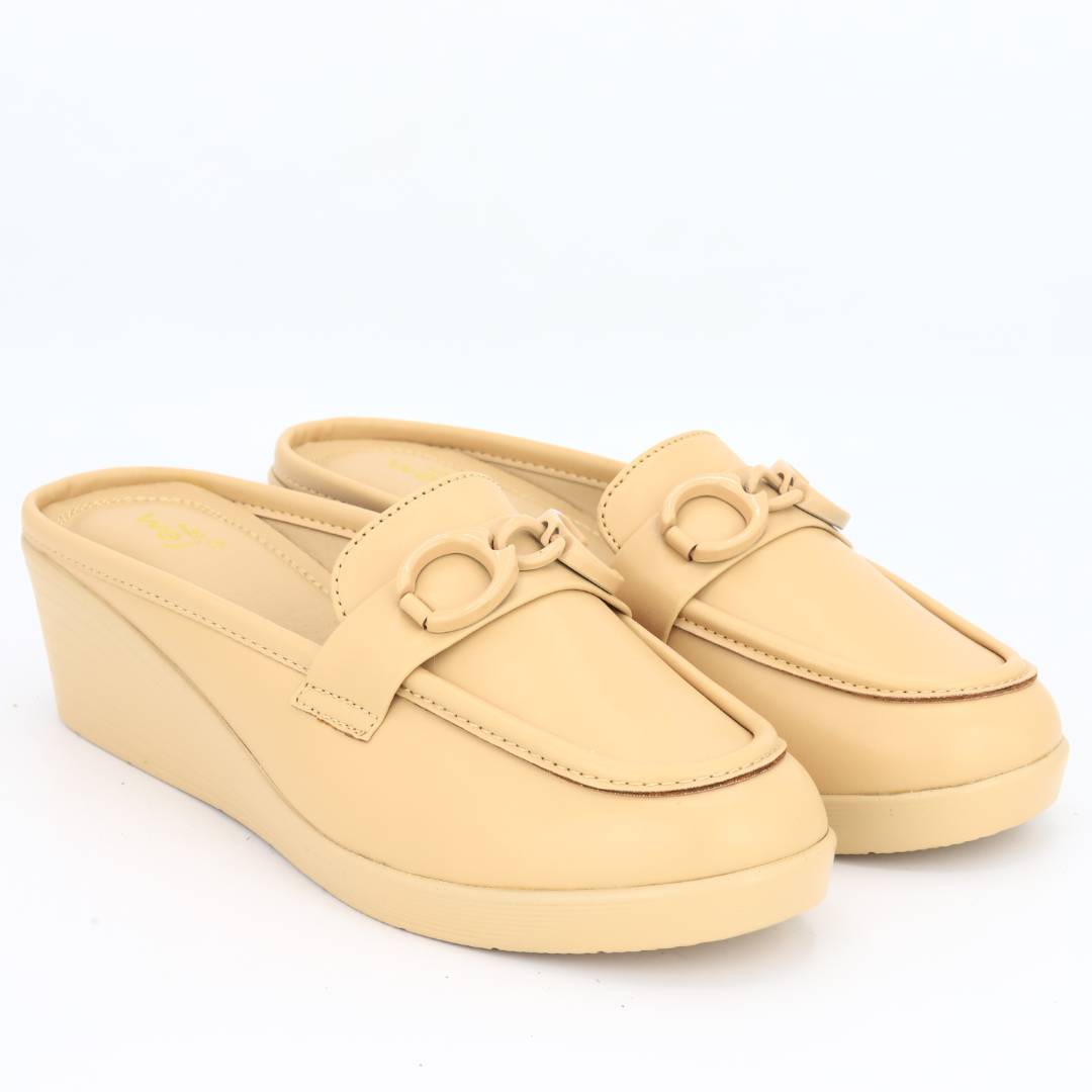 Beige Half Open Wedges Shoes - 8007197