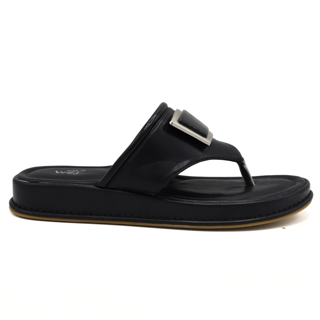 Black Leather Formal Flip-Flops - 800166