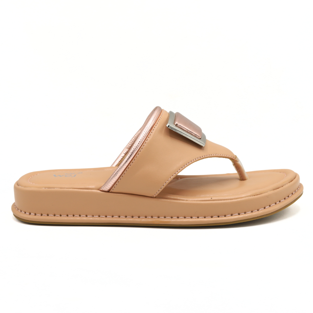 Peach Leather Formal Flip-Flops - 800166