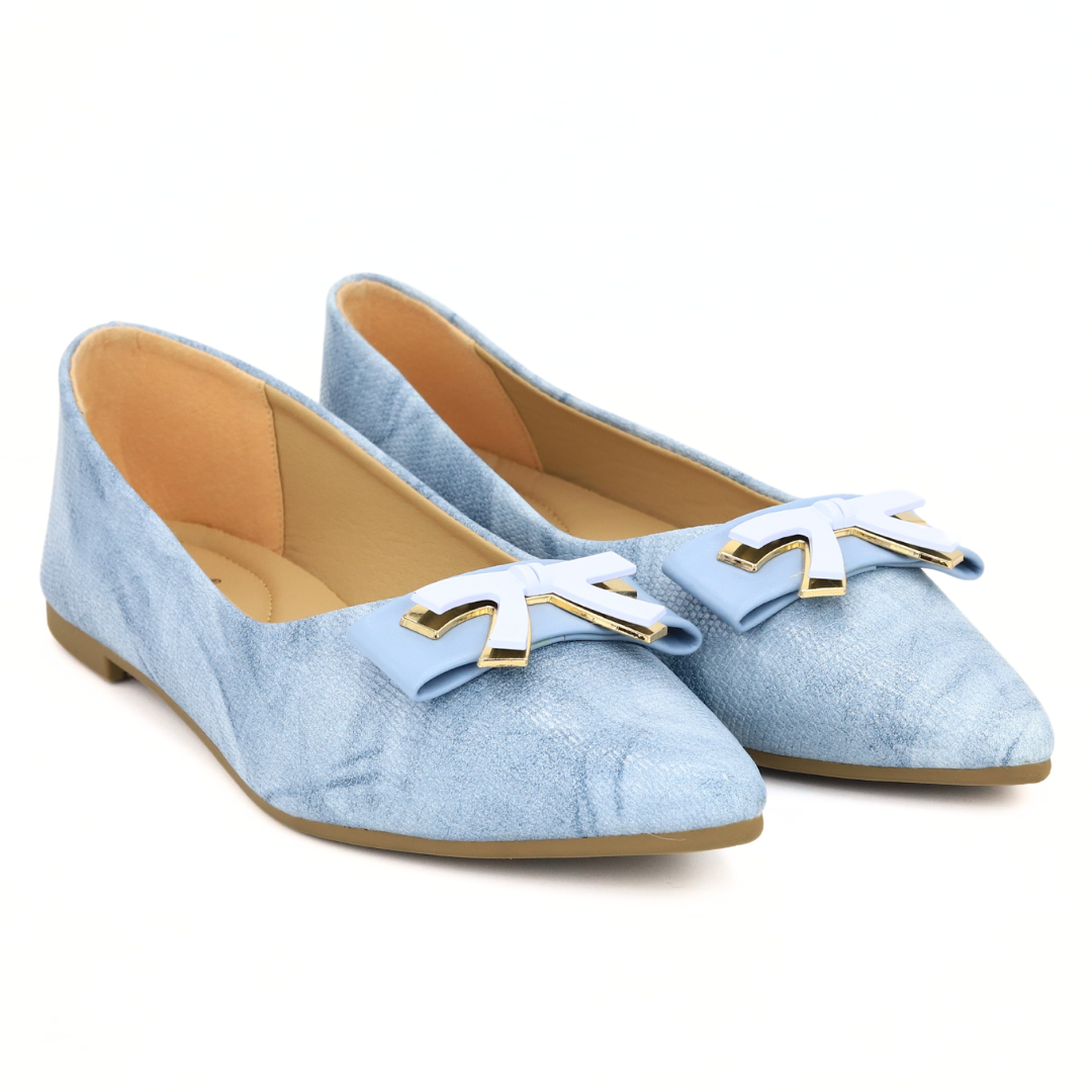 Sky Blue Bow Flat Shoes / 8006200