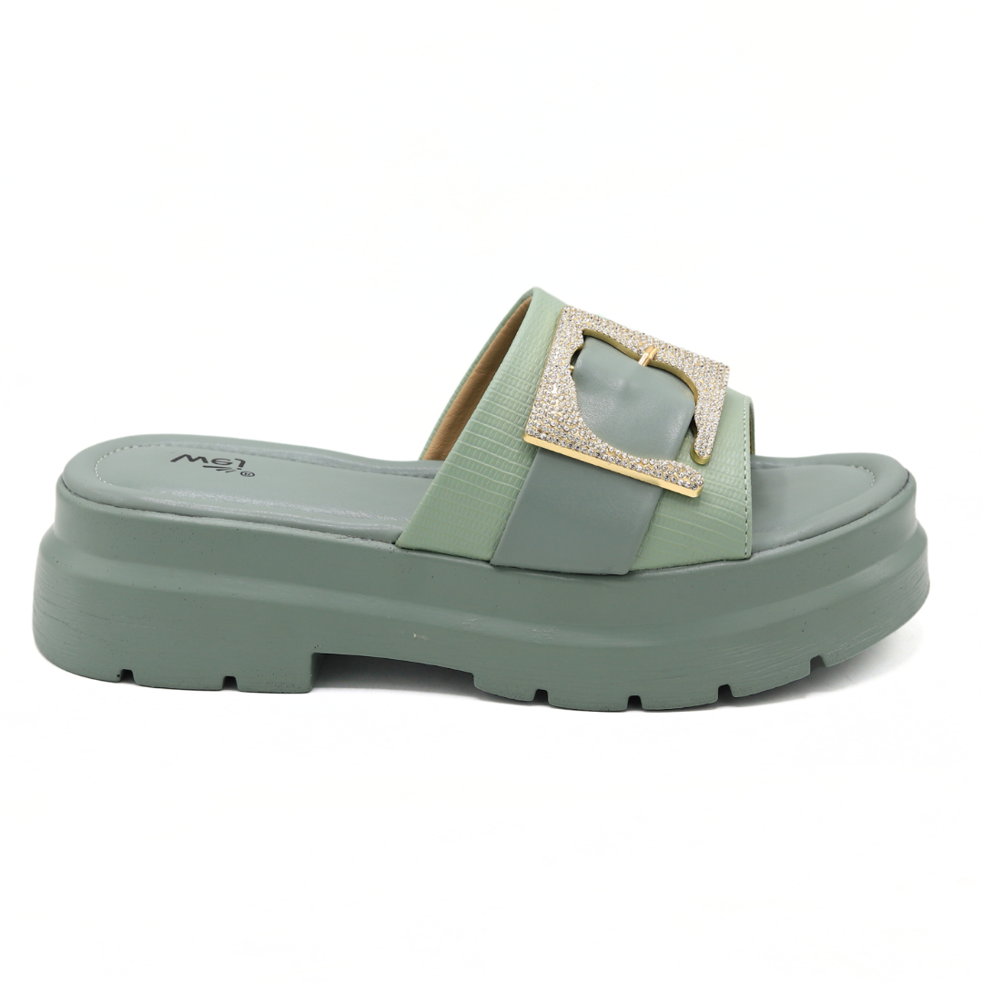 Women Chunky Sole Mint Slide Sandals - 8003402