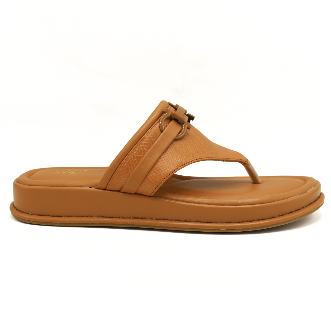 Tan Casual Leather Flip-Flops - 800177