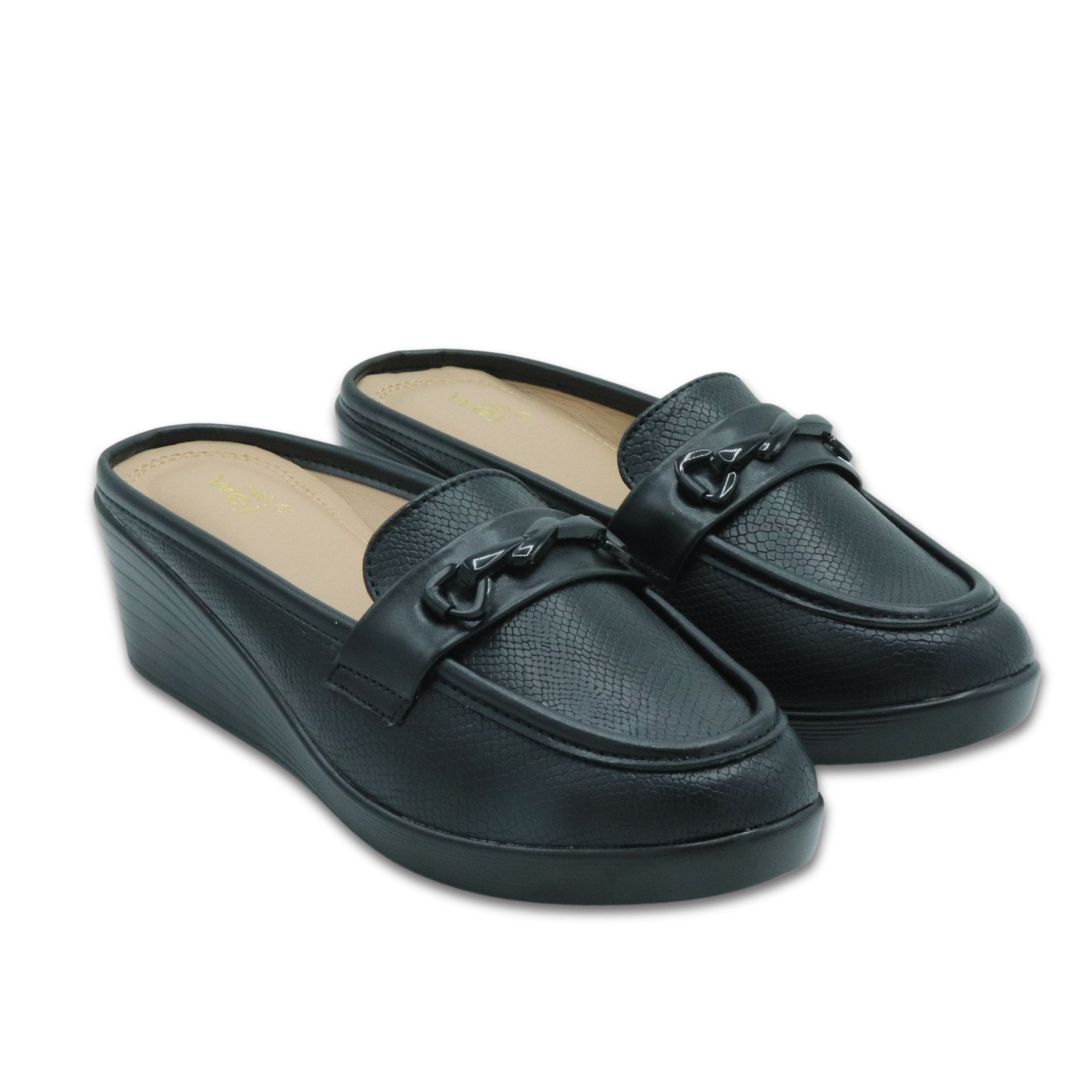 Women Black Half shoes-Slip on Mules / 8007196