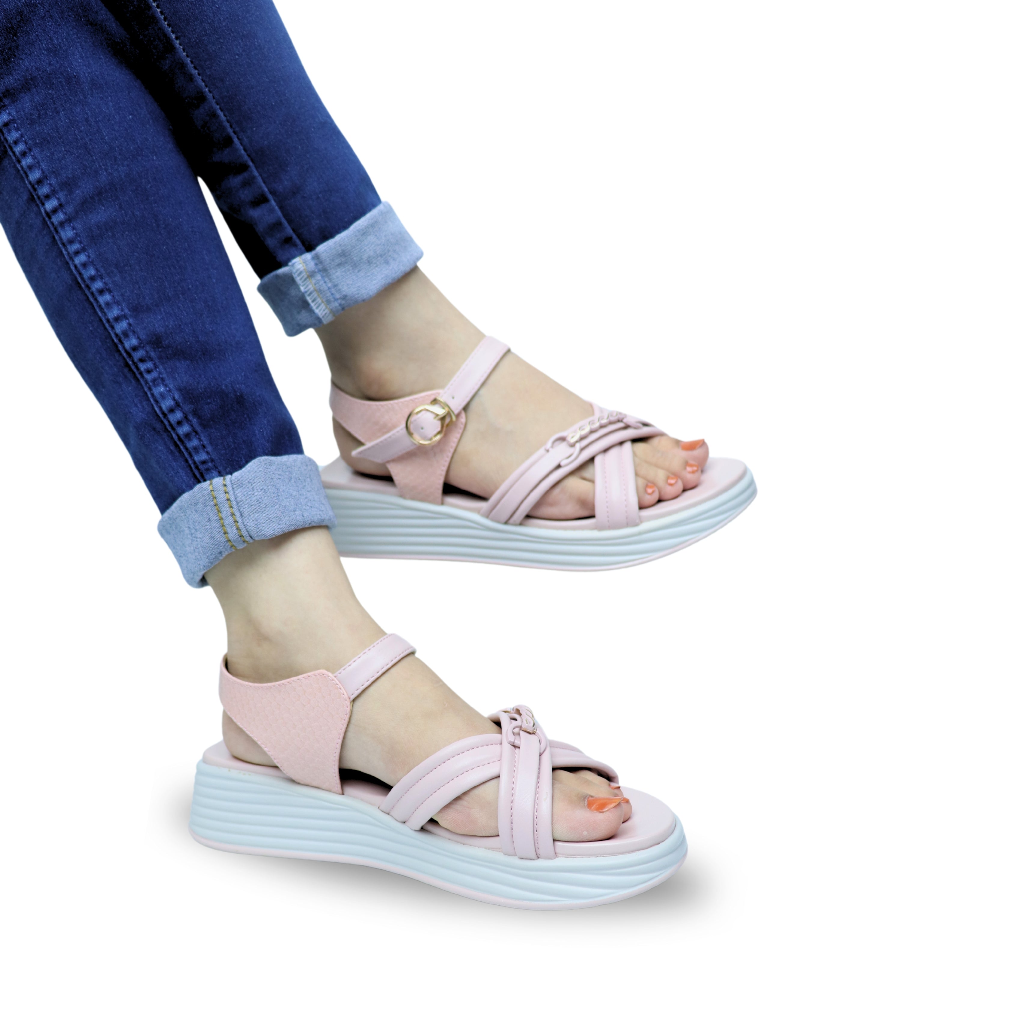 Ladies Platfrom Wedge Sandals / 8002208 Pink