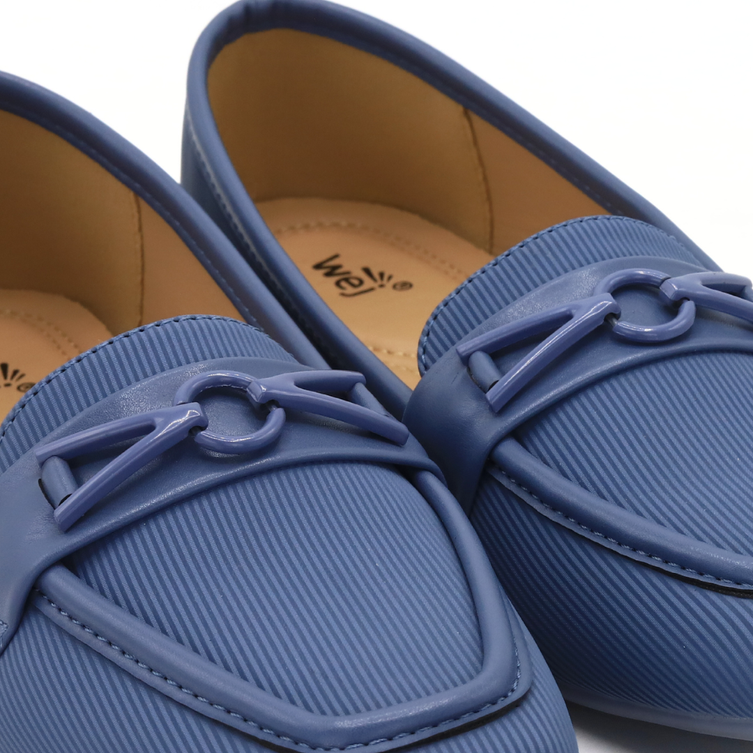 Blue Loafers with Metallic Buckle - 8006275