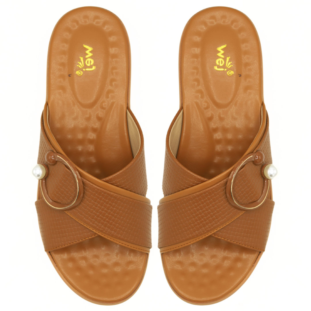 Tan Criss Cross Slipper - 8003352