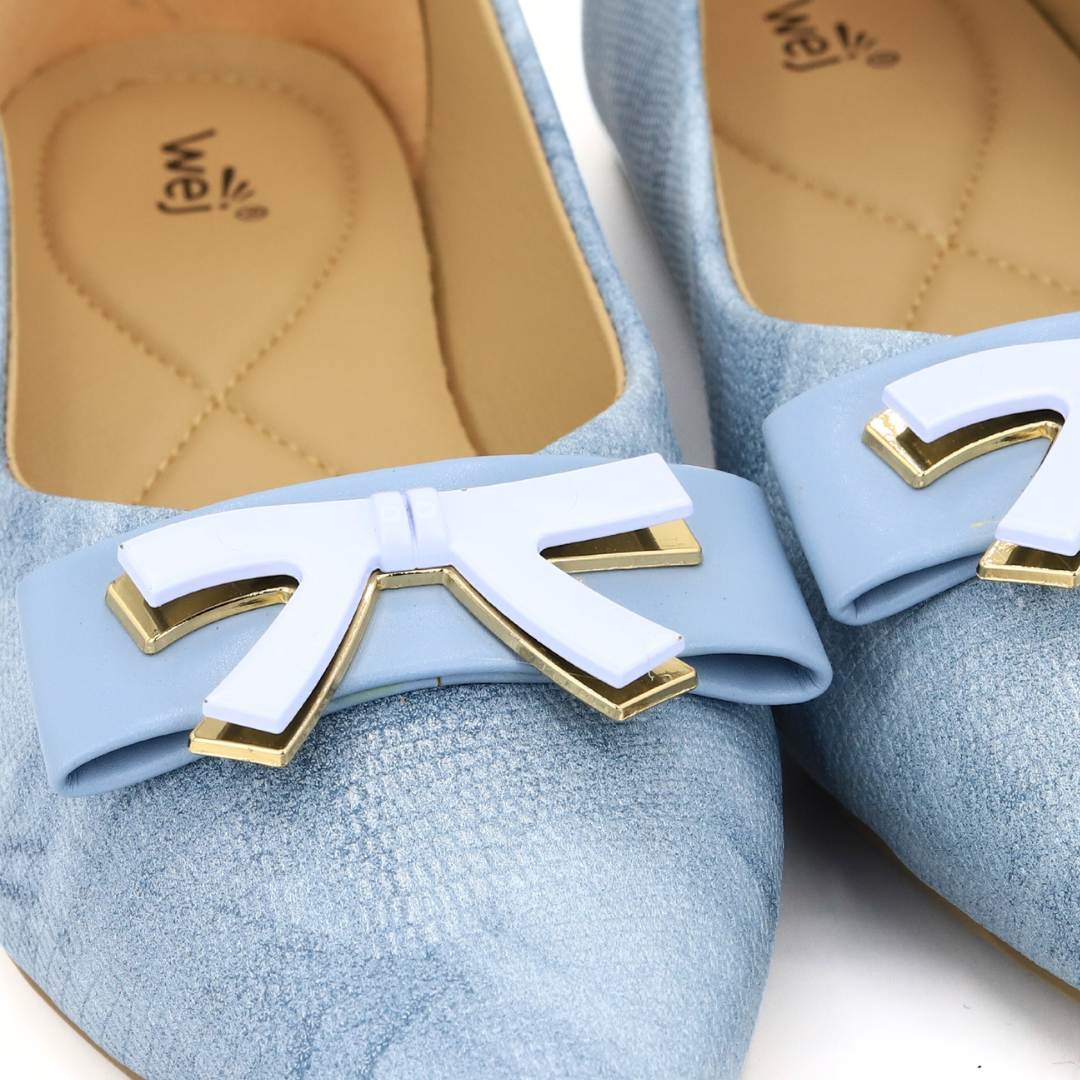 Sky Blue Bow Flat Shoes / 8006200