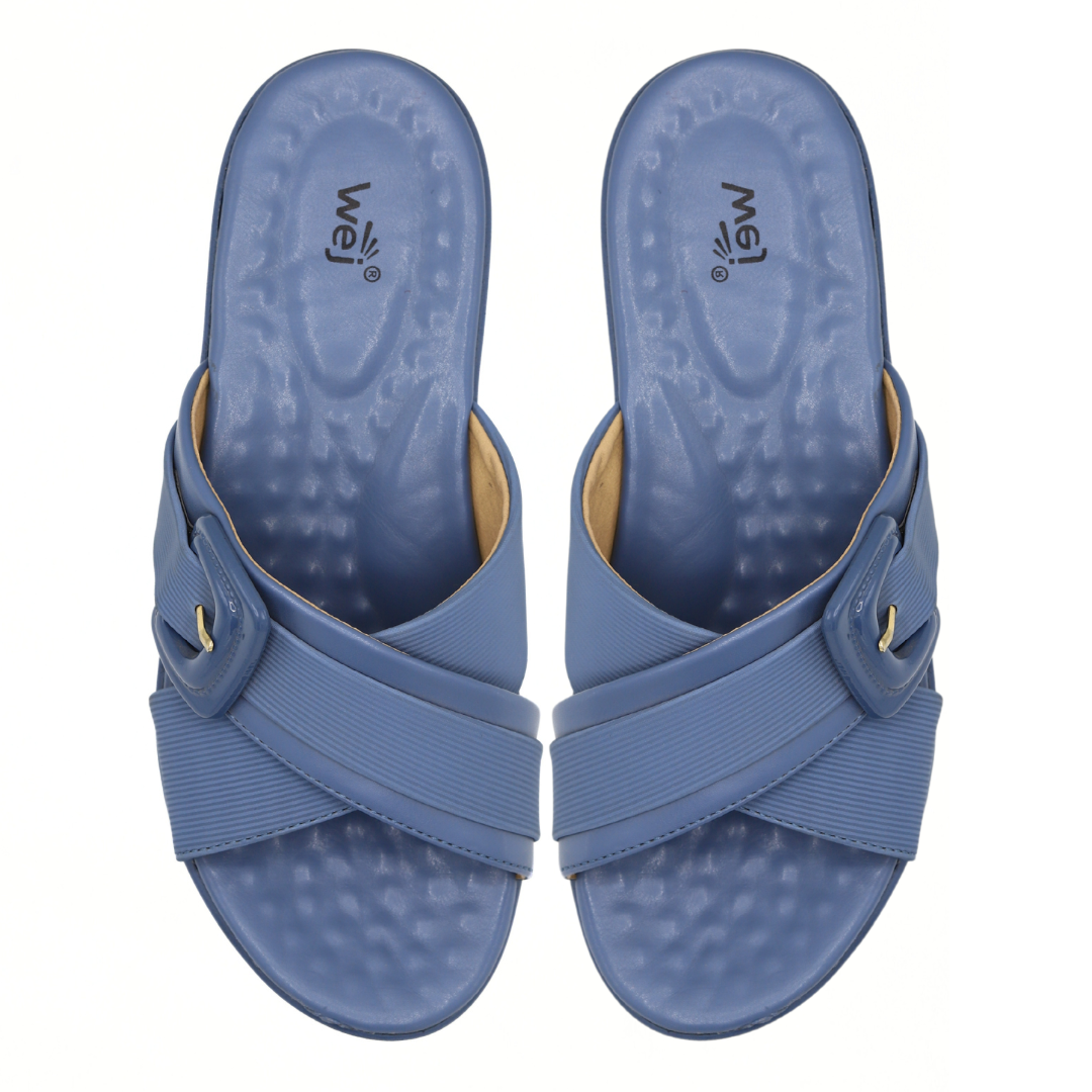 Women’s Navy Blue Slip-On Slippers - 8003298