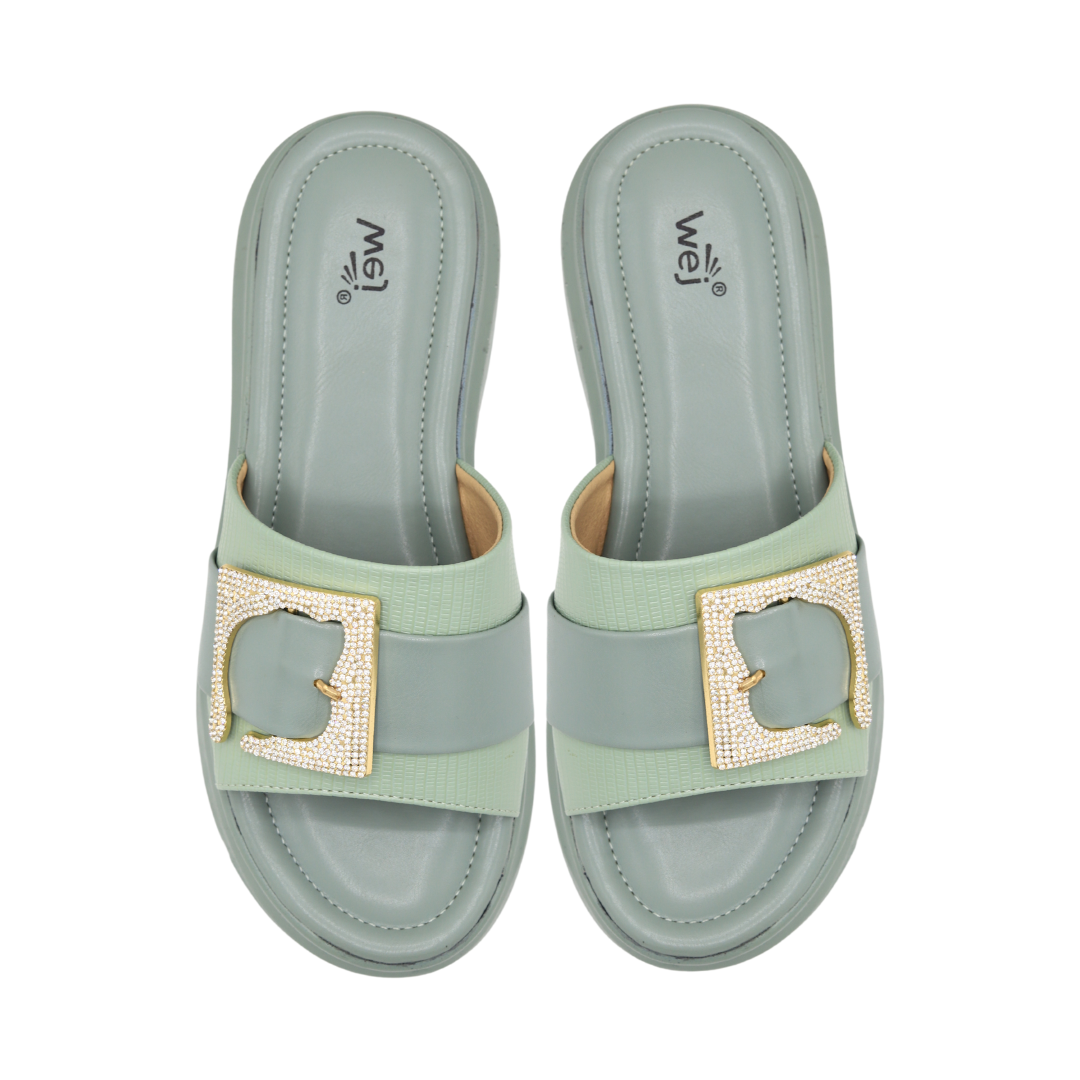 Women Chunky Sole Mint Slide Sandals - 8003402