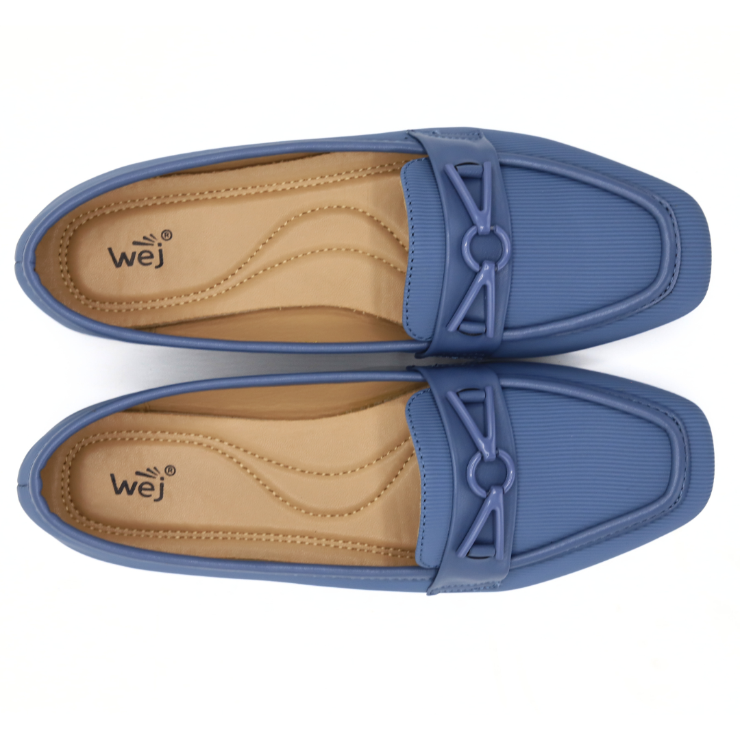 Blue Loafers with Metallic Buckle - 8006275