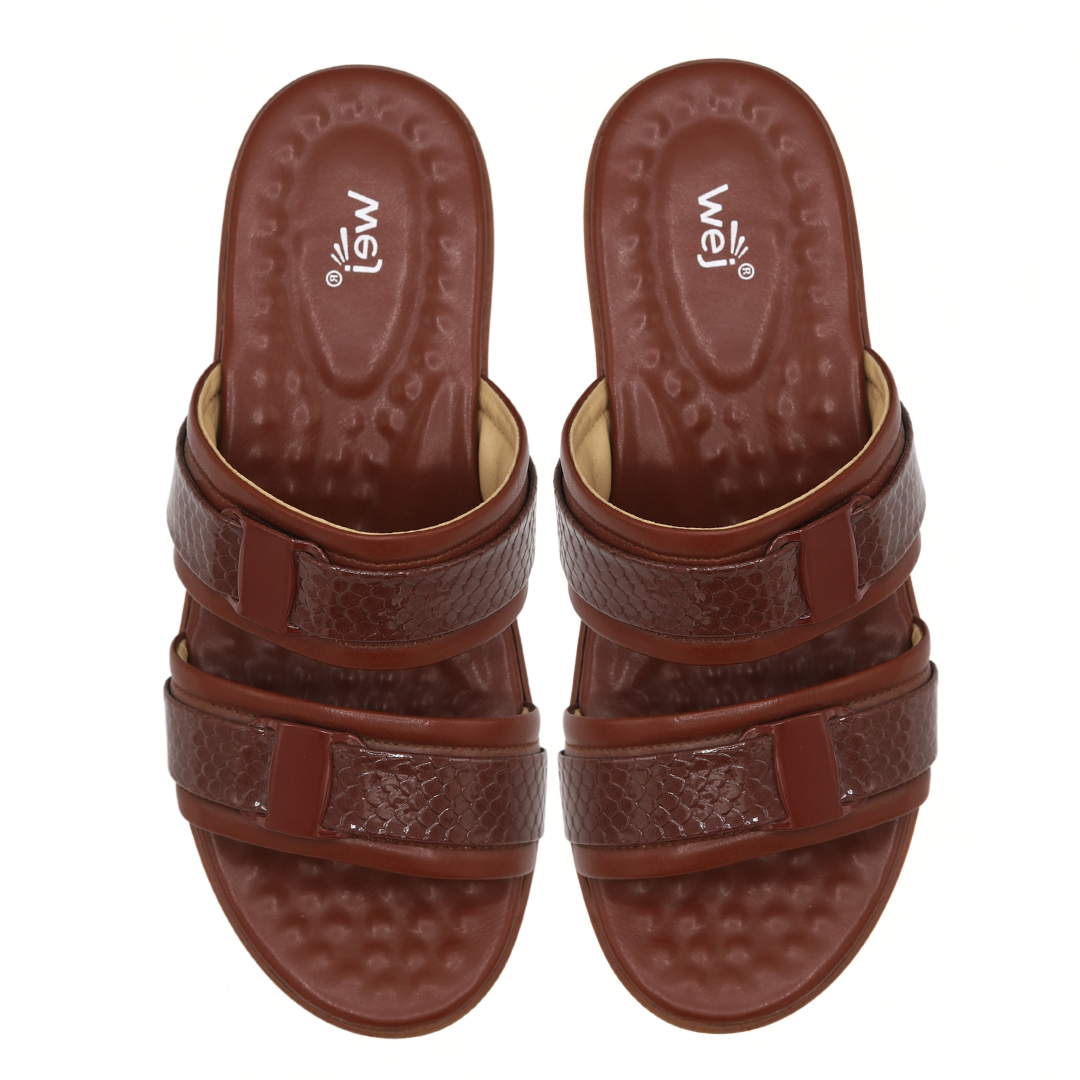 Maroon Dual-Strap Slides for Women - 8003300