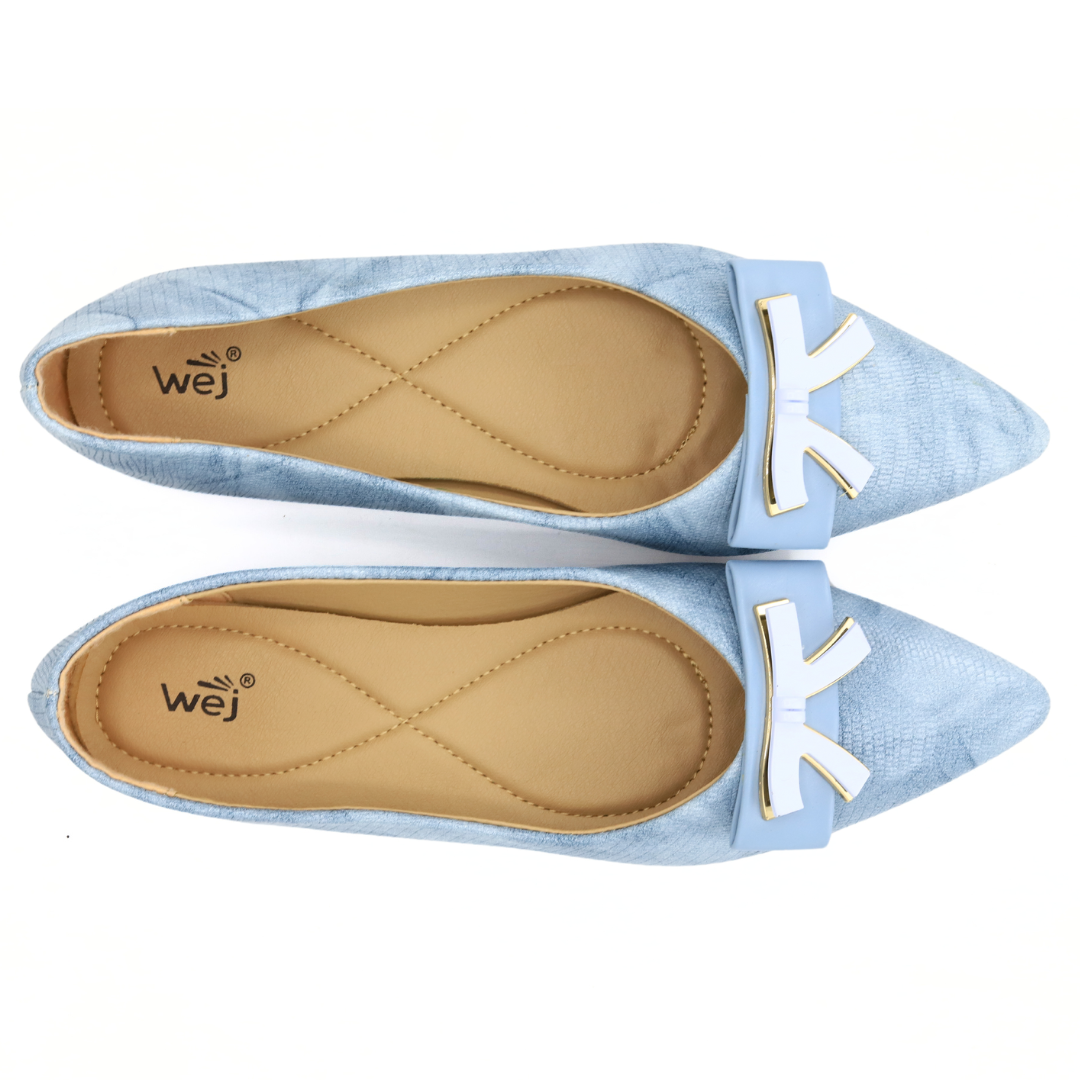 Sky Blue Bow Flat Shoes / 8006200