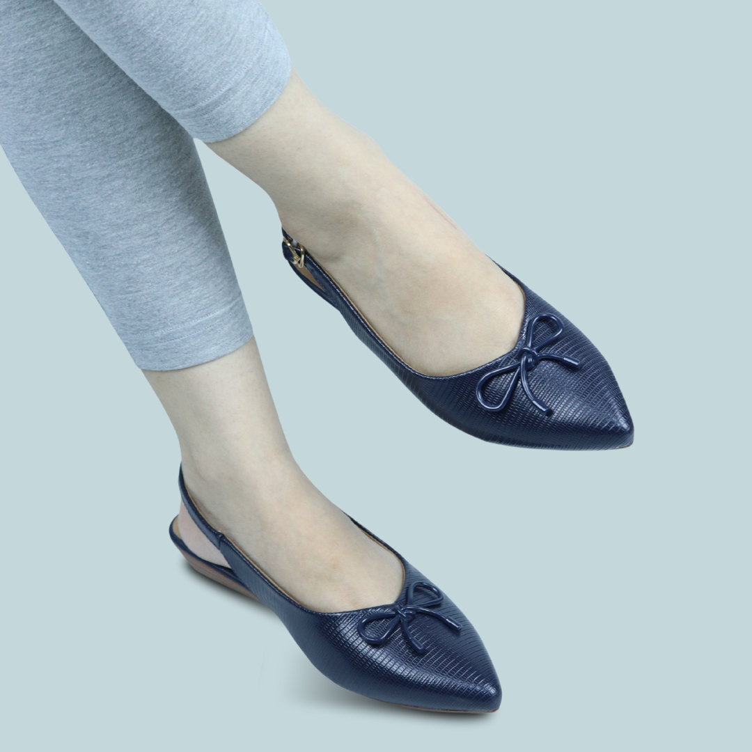 Navy Sling Back Flats Shoes / 8007167