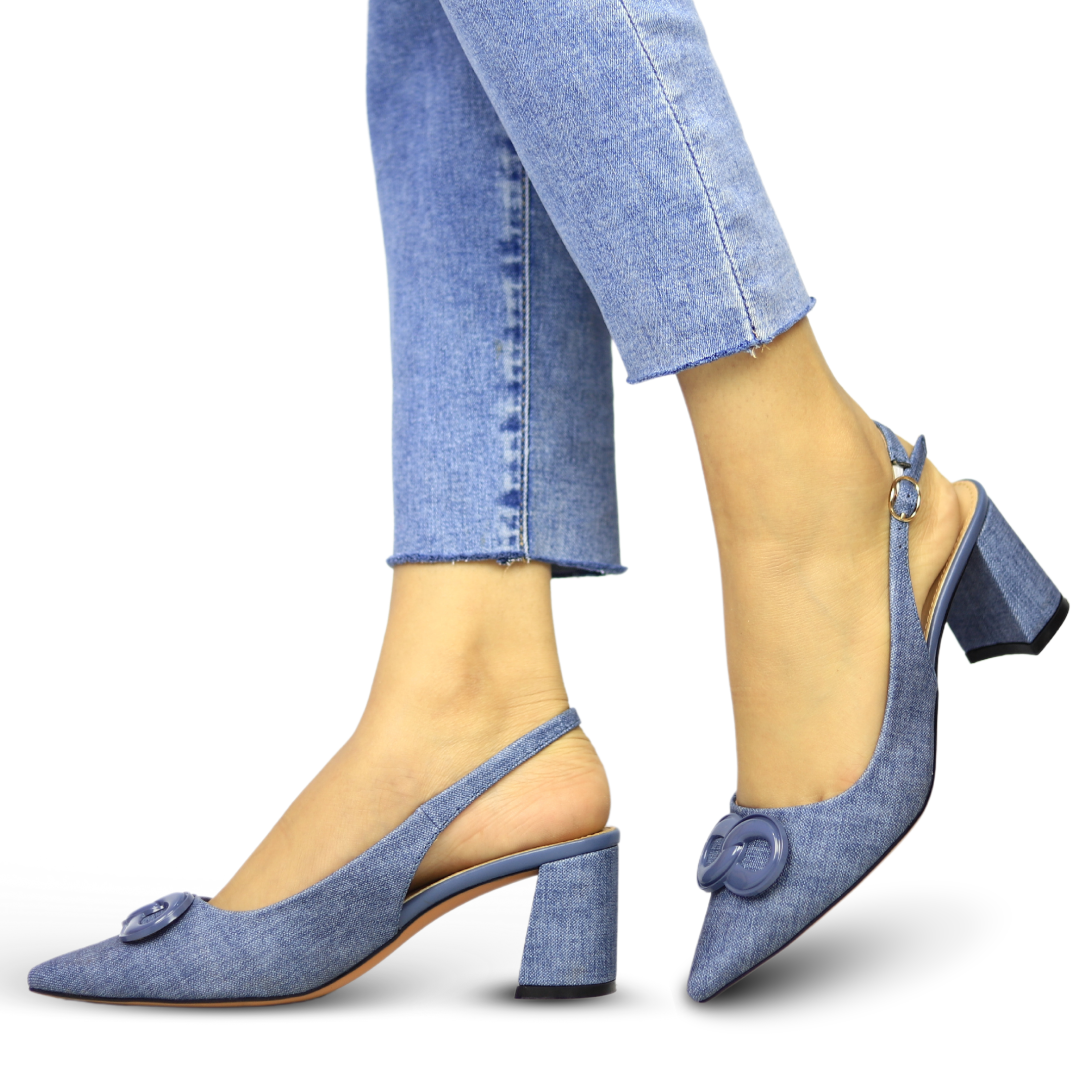 Blue Sling back Square Heel Sandal / 8102147