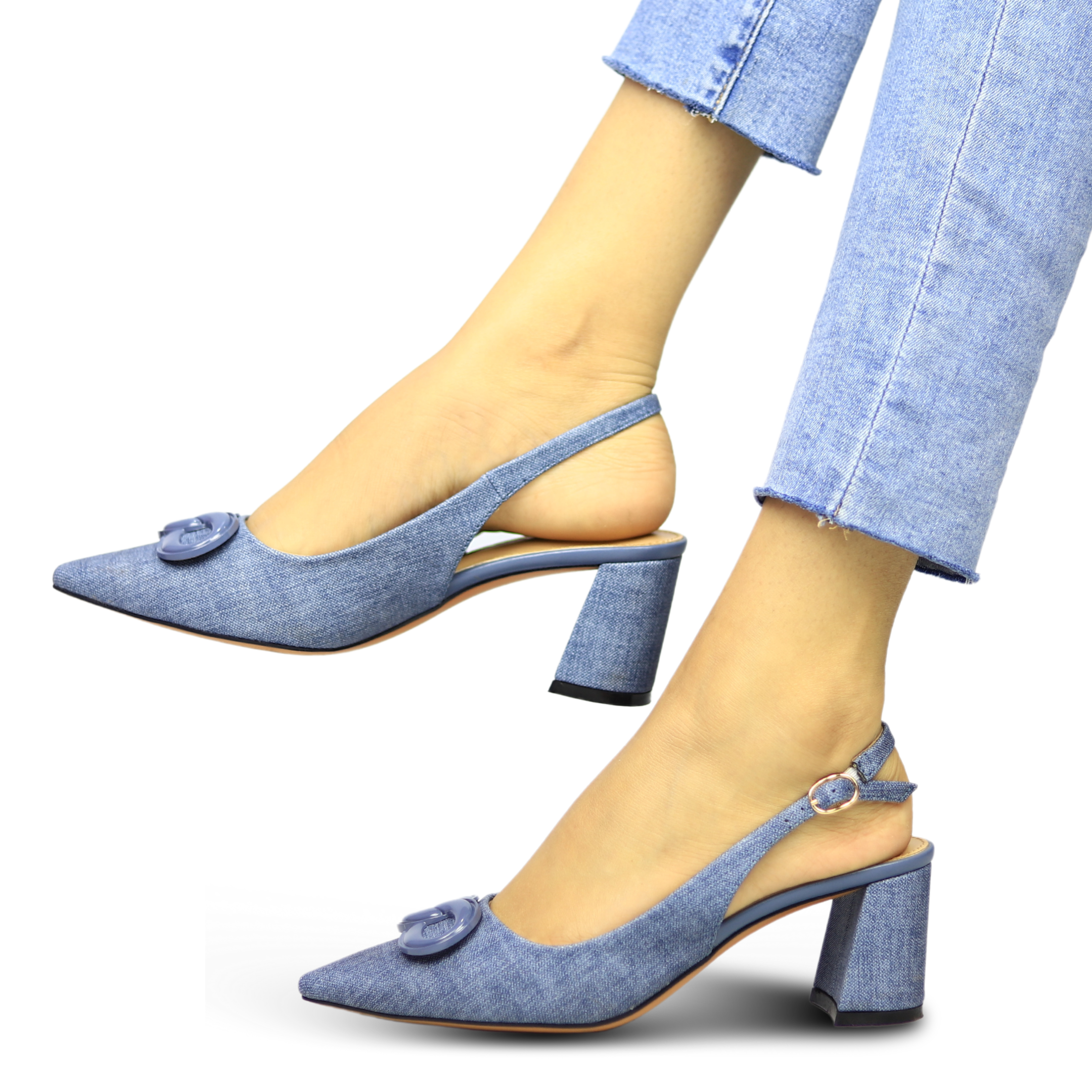 Blue Sling back Square Heel Sandal / 8102147