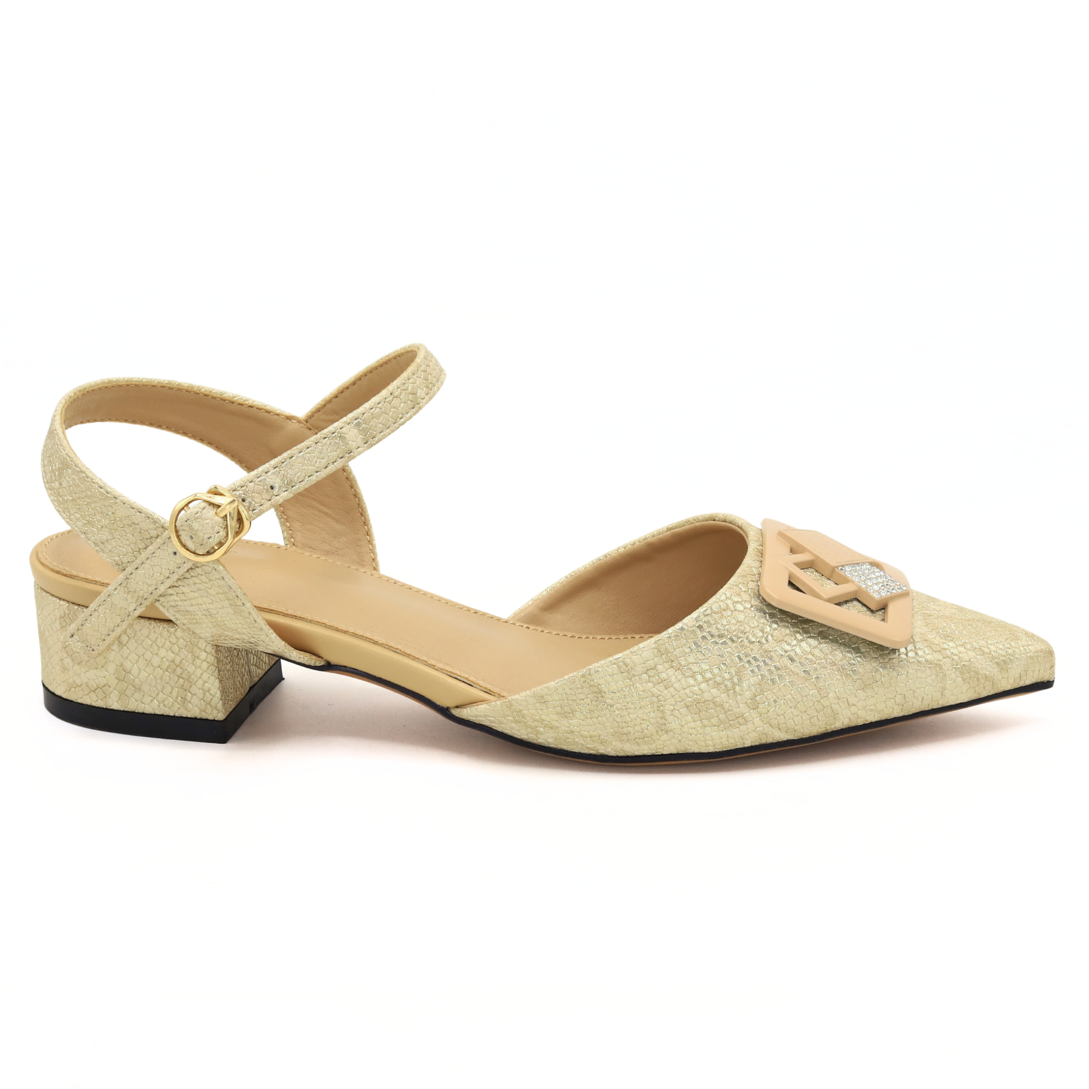 Beige Slingback Block Heels  – 8102155