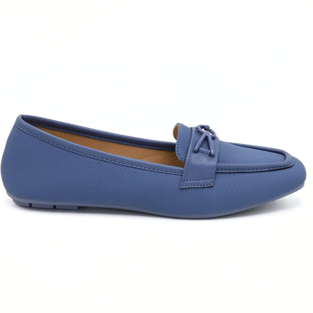 Blue Loafers with Metallic Buckle - 8006275