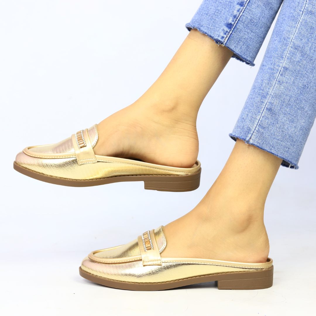 Chic metallic slip-on half shoes / 8007182