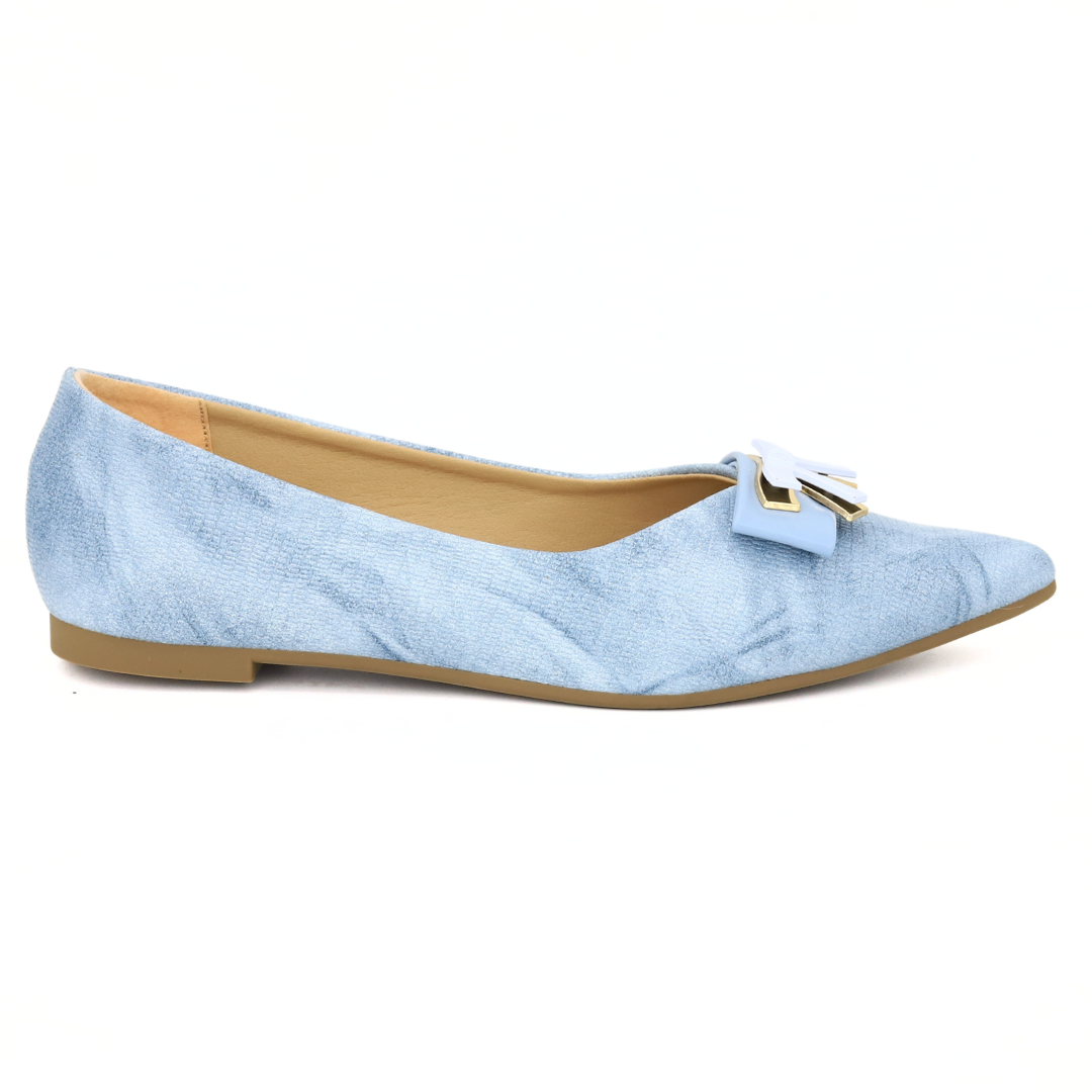 Sky Blue Bow Flat Shoes / 8006200