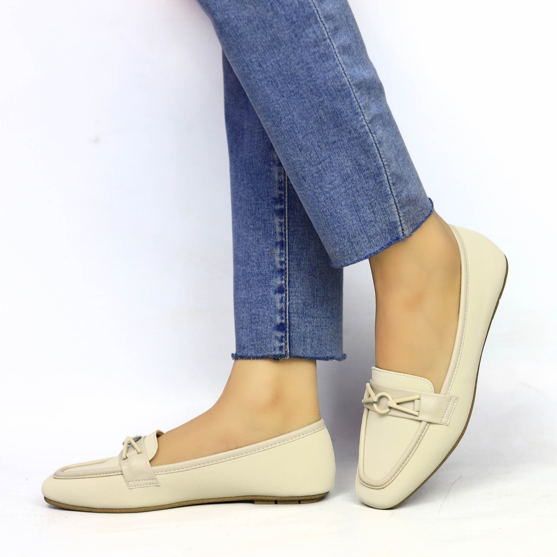 Fawn Loafers with Metallic Buckle - 8006275