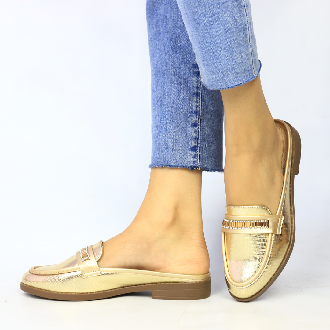 Chic metallic slip-on half shoes / 8007182