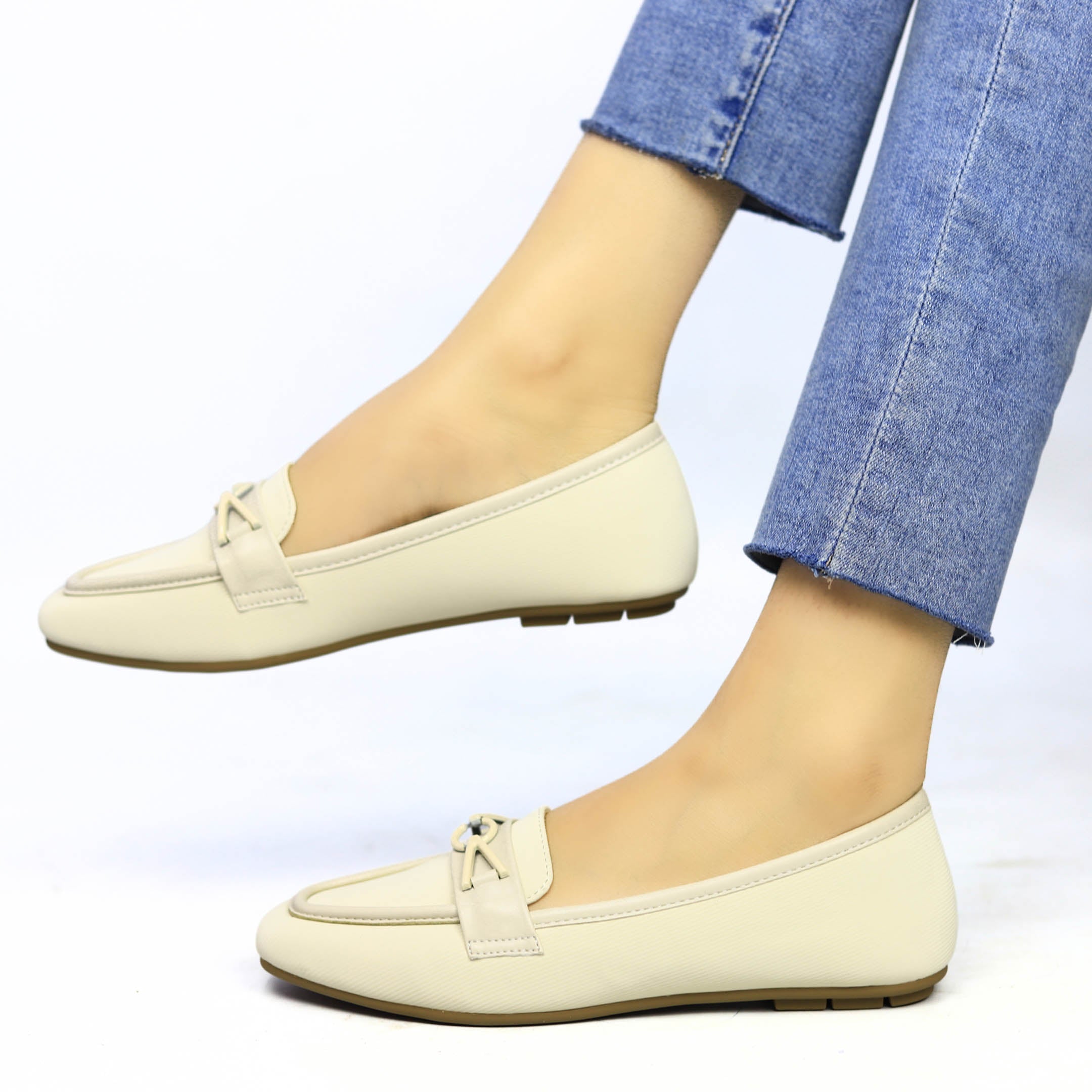 Fawn Loafers with Metallic Buckle - 8006275